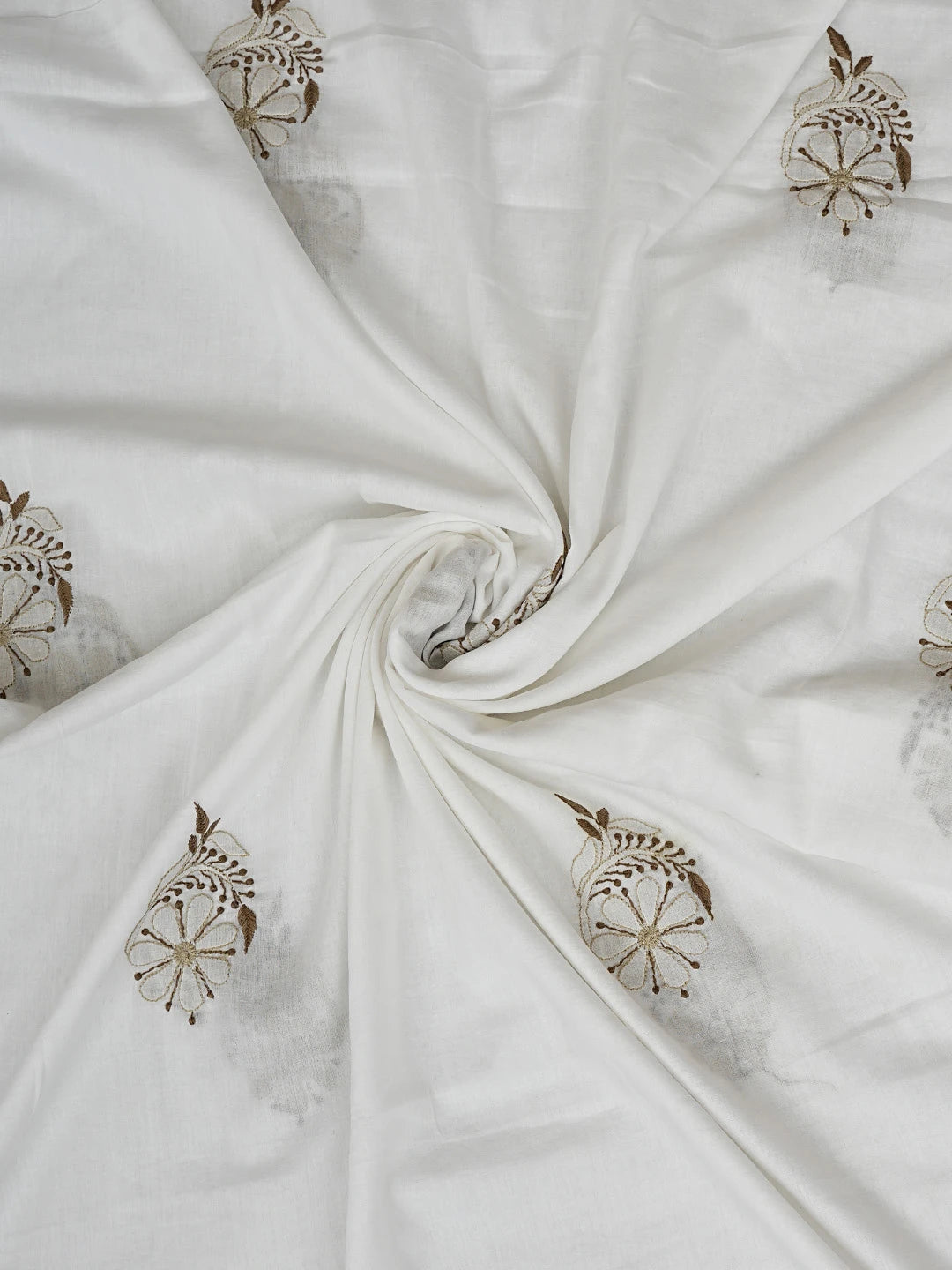 Ada Hand Embroidered White Cotton Lucknowi Chikankari Semi-Stitched Kurta Dupatta Set 01A408223
