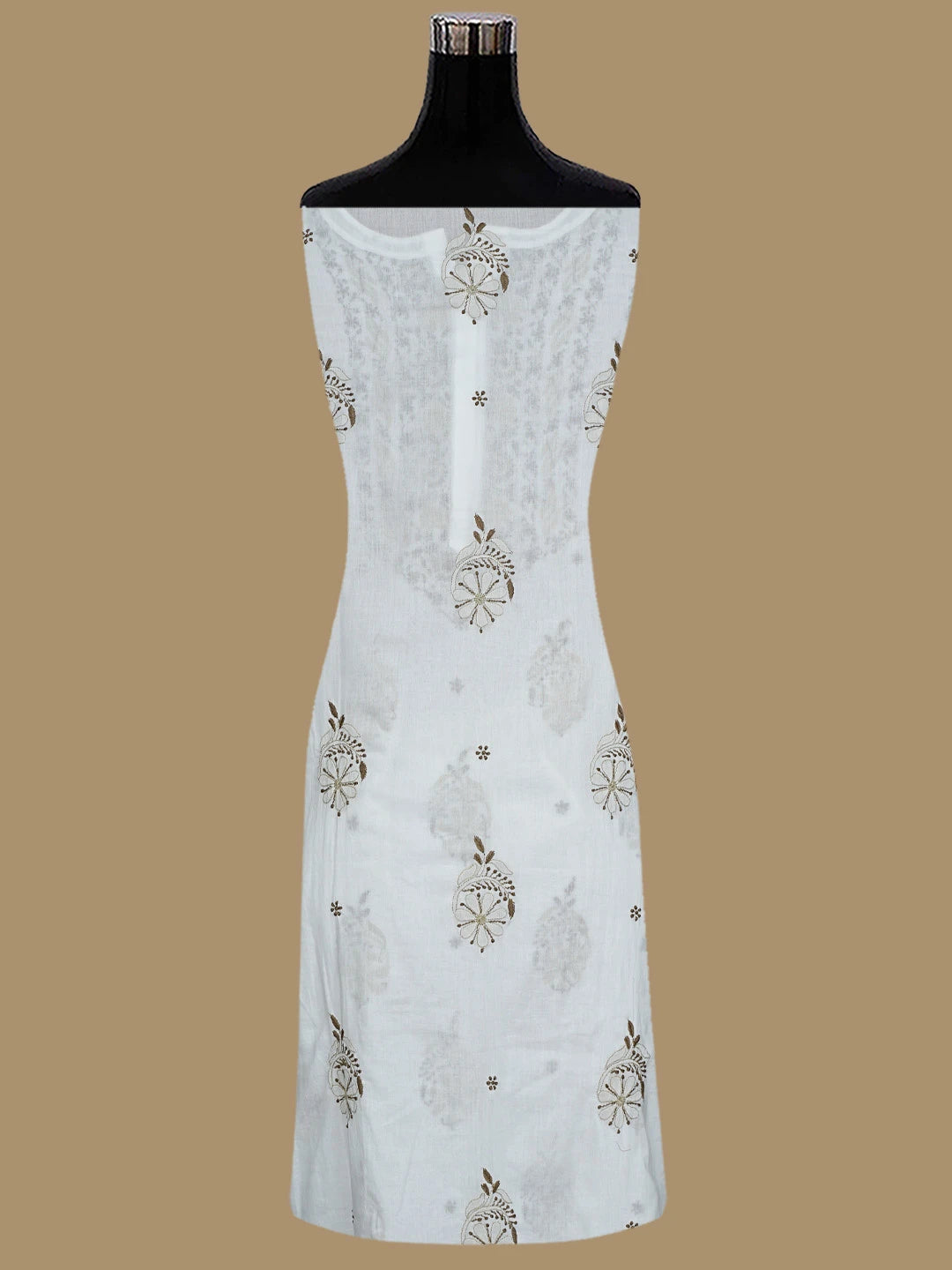Ada Hand Embroidered White Cotton Lucknowi Chikankari Semi-Stitched Kurta Dupatta Set 01A408223
