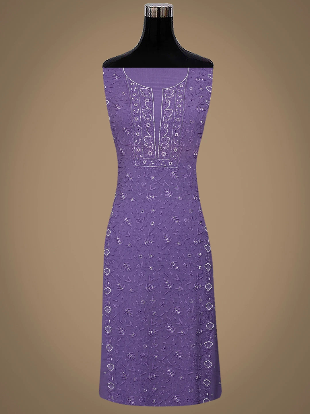 Ada Hand Embroidered Mauve Viscose Georgette Lucknowi Chikankari Unstitched Kurta Dupatta Set With Cutdana Work 01A856615