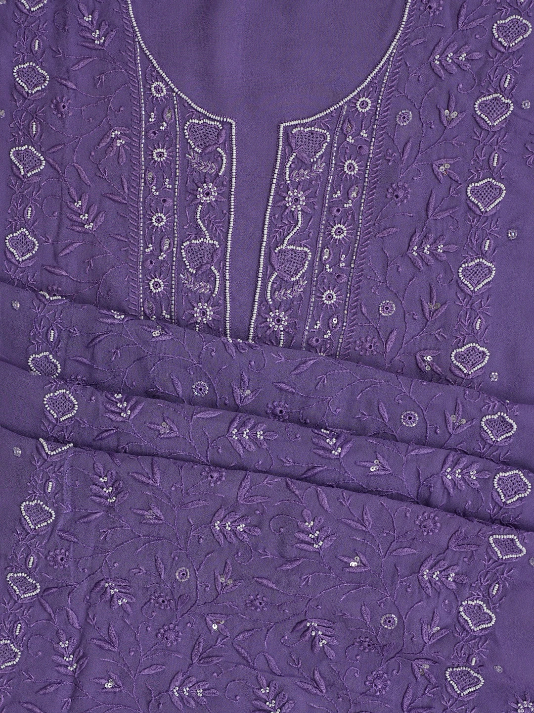 Ada Hand Embroidered Mauve Viscose Georgette Lucknowi Chikankari Unstitched Kurta Dupatta Set With Cutdana Work 01A856615