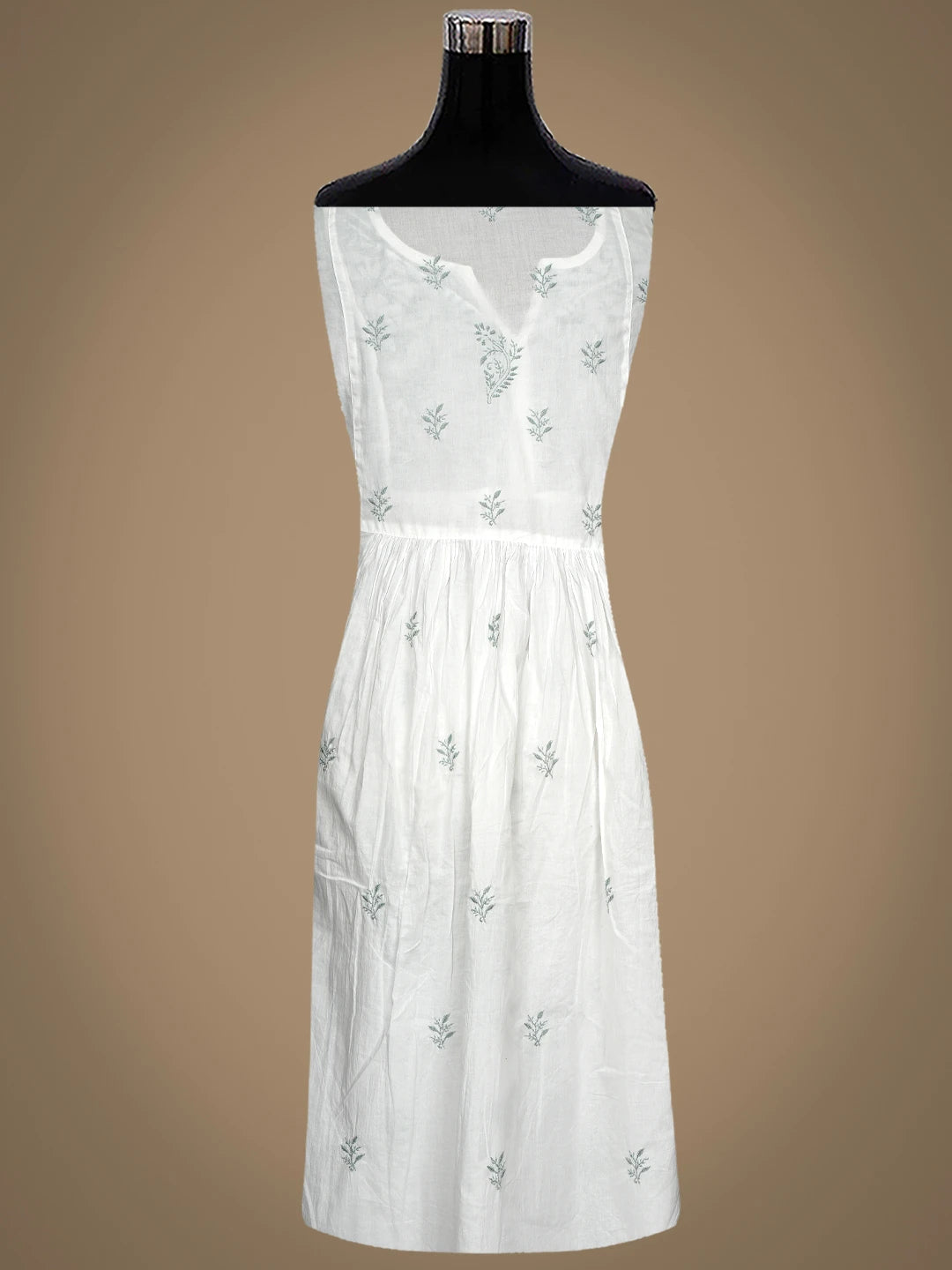 Ada Hand Embroidered White Cotton Lucknowi Chikankari Semi-Stitched Kurta Dupatta Set 01A430902