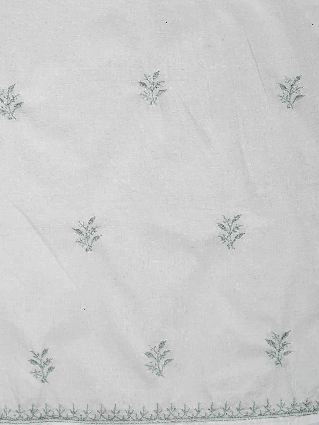Ada Hand Embroidered White Cotton Lucknowi Chikankari Semi-Stitched Kurta Dupatta Set 01A430902