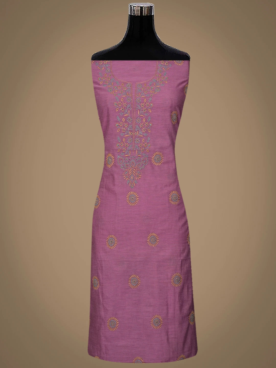 Ada Hand Embroidered Onion Pink Chanderi Lucknowi Chikankari Untitched Kurta Dupatta Set 01A841569