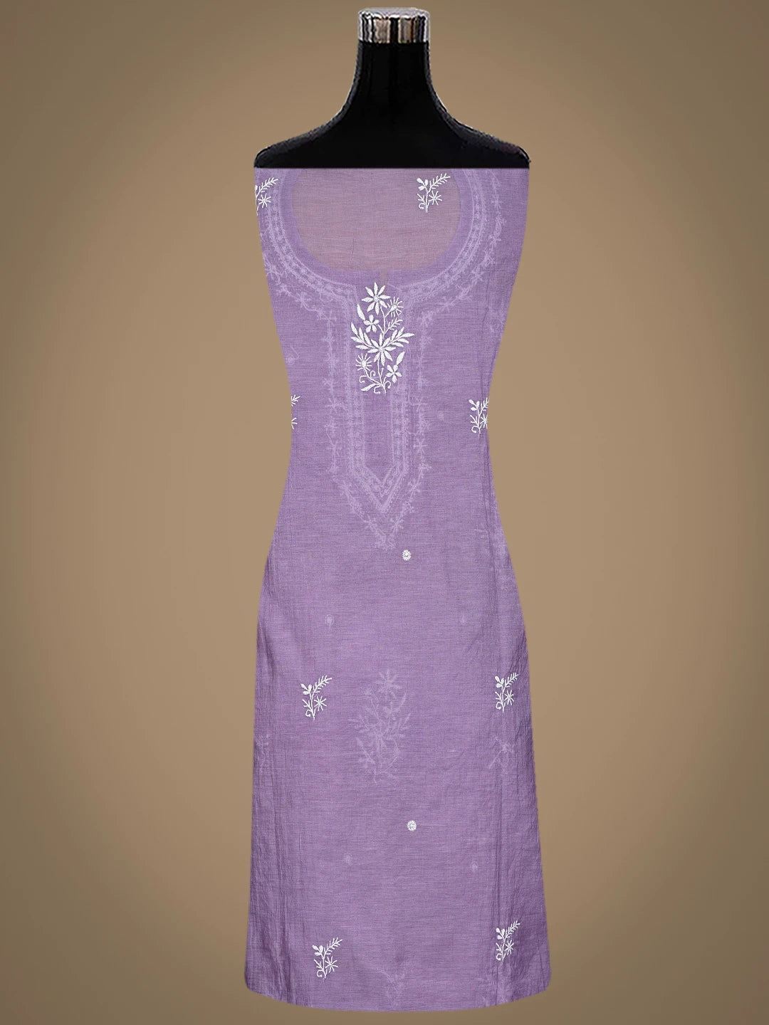 Ada Hand Embroidered Lavender Chanderi Lucknowi Chikankari Semi-Stitched Kurta Dupatta Set 01A864378