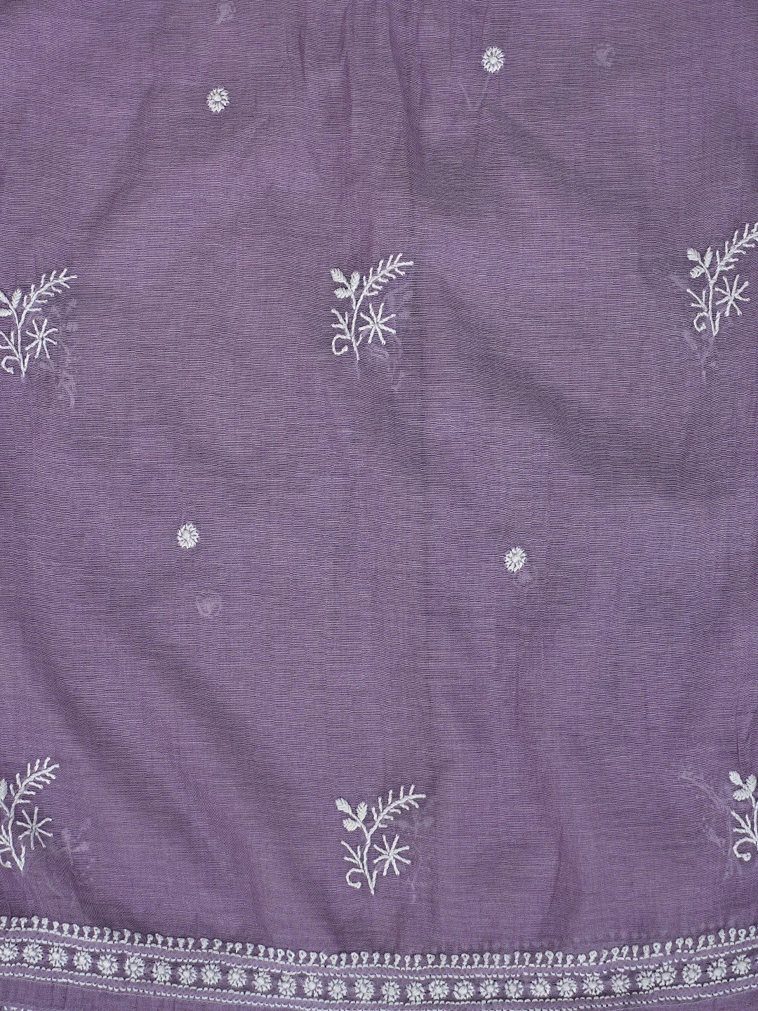 Ada Hand Embroidered Lavender Chanderi Lucknowi Chikankari Semi-Stitched Kurta Dupatta Set 01A864378
