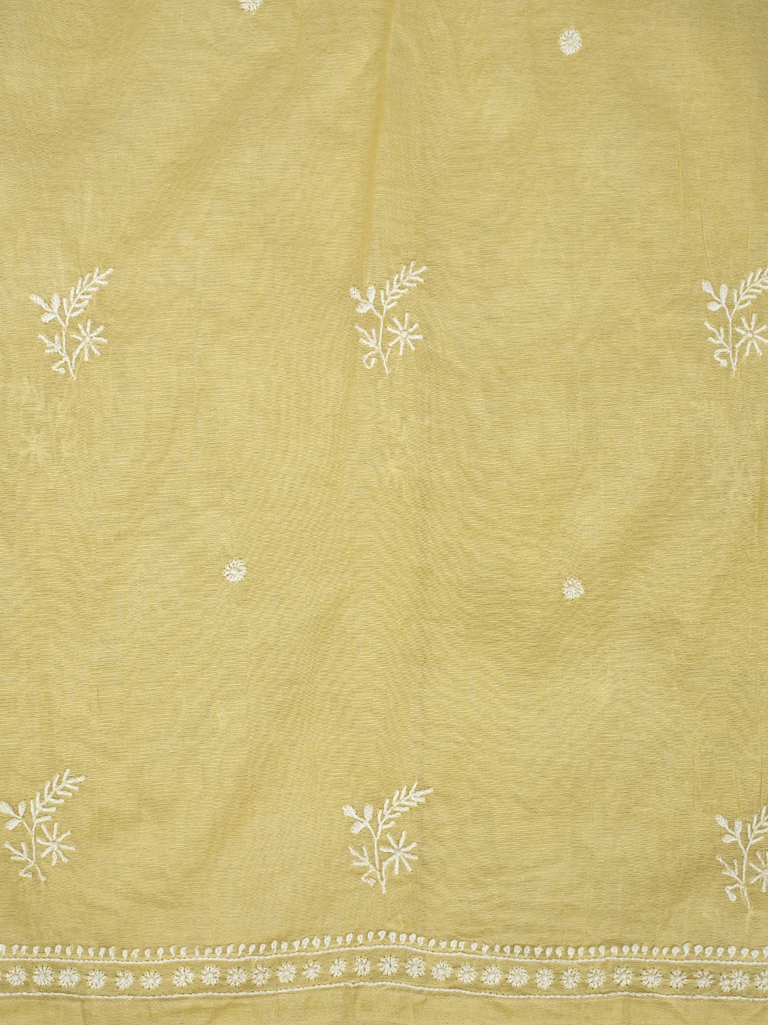 Ada Hand Embroidered Beige Chanderi Lucknowi Chikankari Semi-Stitched Kurta Dupatta Set 01A864373