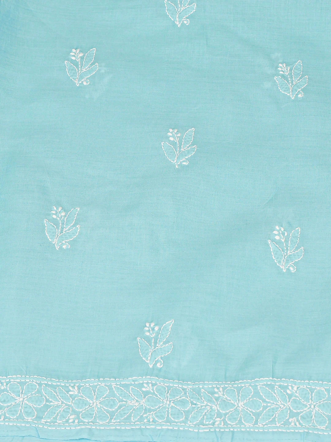 Ada Hand Embroidered Blue Cotton Lucknowi Chikankari Unstitched Kurta Piece 01A863907