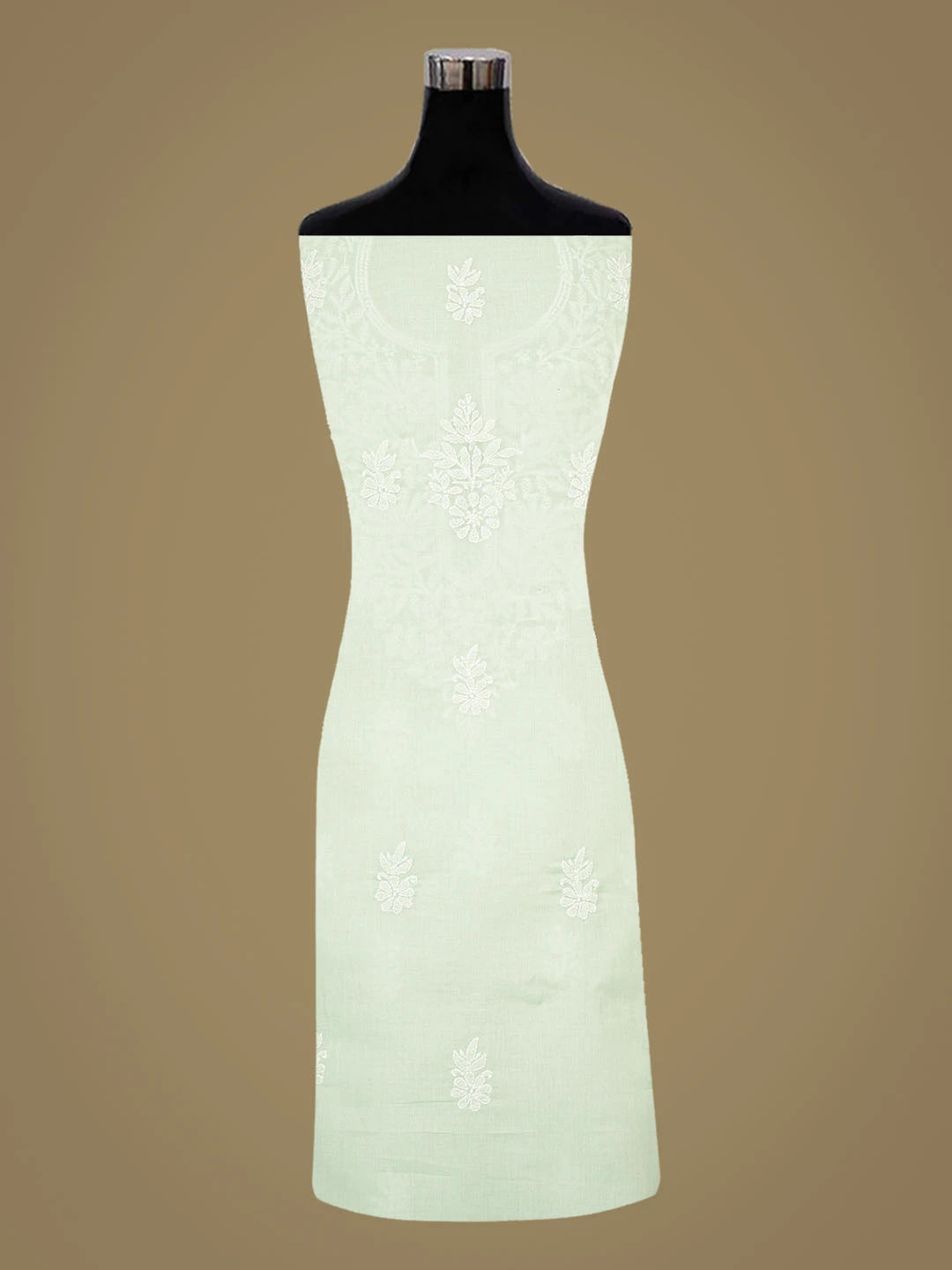 Ada Hand Embroidered Sea Green Cotton Lucknowi Chikankari Unstitched Kurta Piece 01A863916