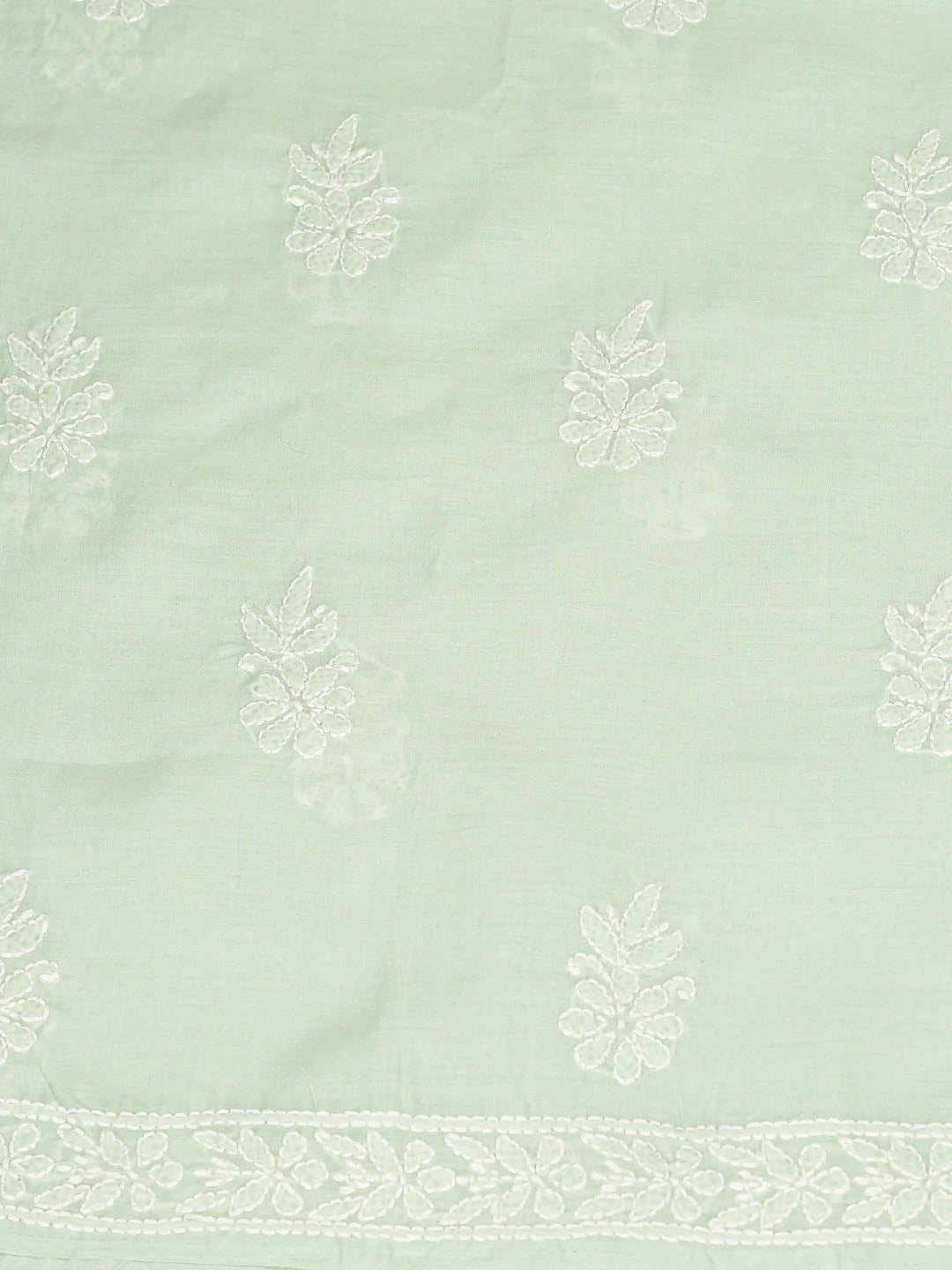 Ada Hand Embroidered Sea Green Cotton Lucknowi Chikankari Unstitched Kurta Piece 01A863916