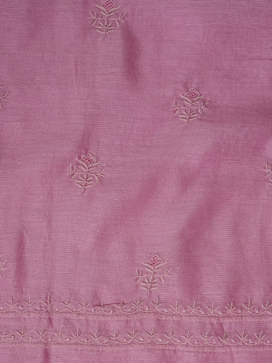 Ada Hand Embroidered Pink Chanderi Lucknowi Chikankari Unstitched Kurta Dupatta Set 01A860031
