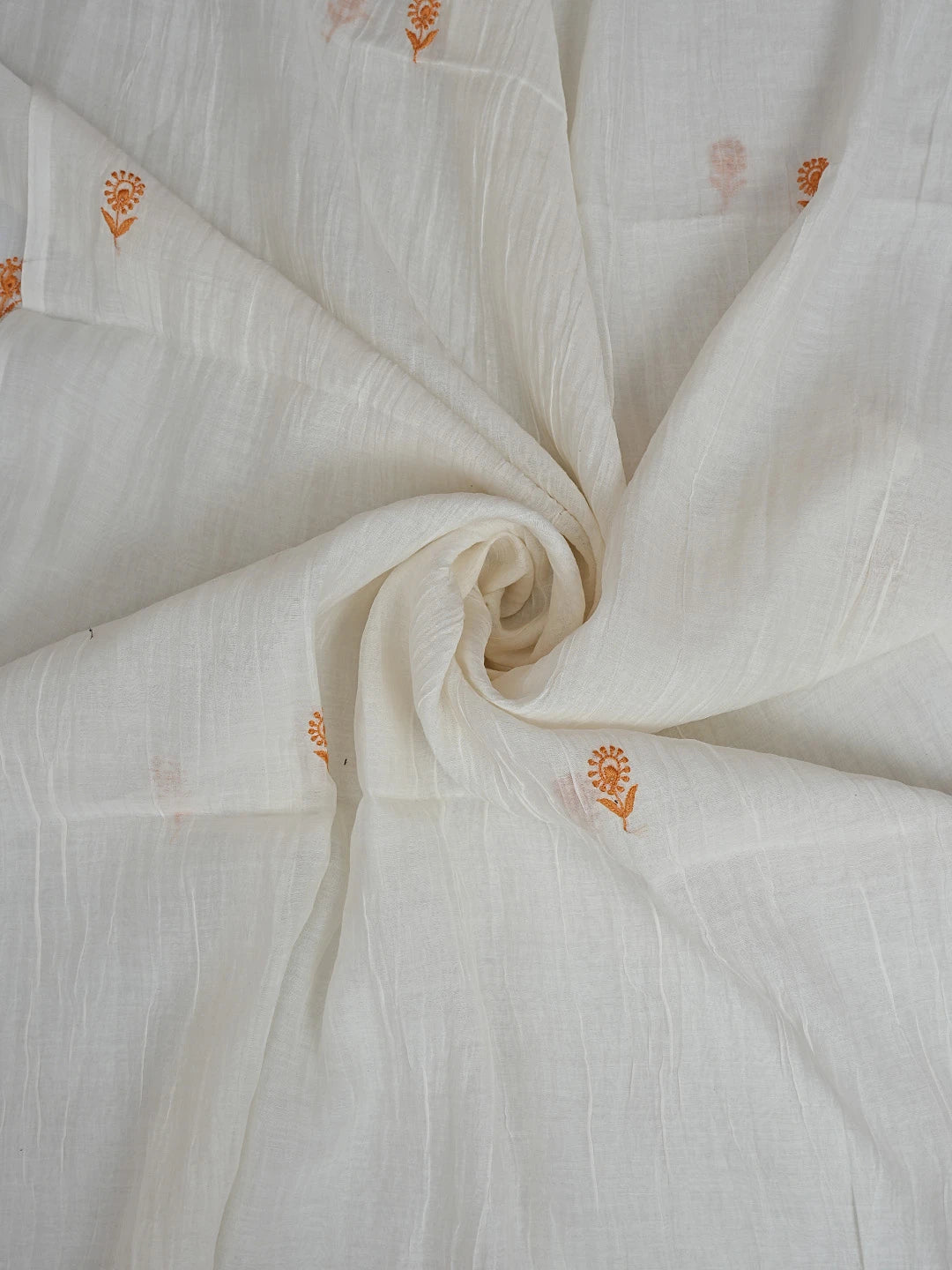 Ada Hand Embroidered White Cornsilk Chanderi Lucknowi Chikankari Unstitched Kurta Dupatta Set 01A752333