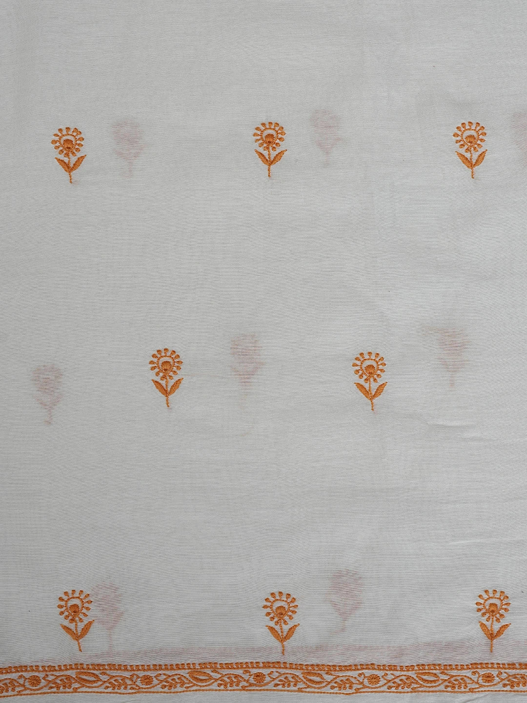 Ada Hand Embroidered White Cornsilk Chanderi Lucknowi Chikankari Unstitched Kurta Dupatta Set 01A752333