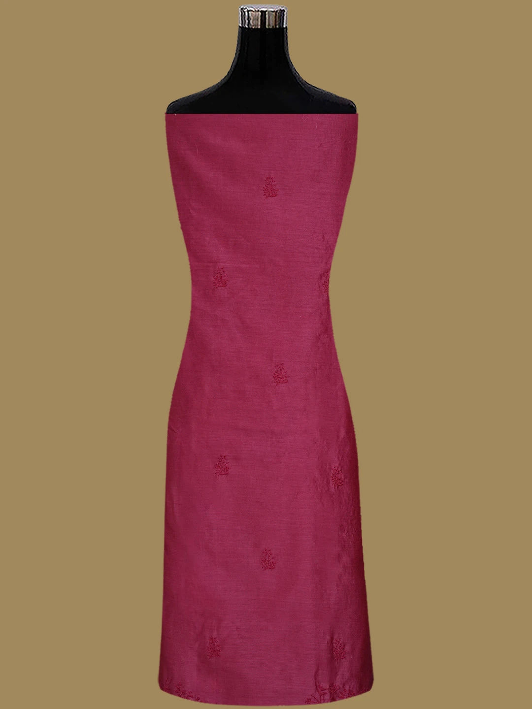 Ada Hand Embroidered Amaranth Purple Chanderi Lucknowi Chikankari Unstitched Kurta Dupatta Set 01A817036