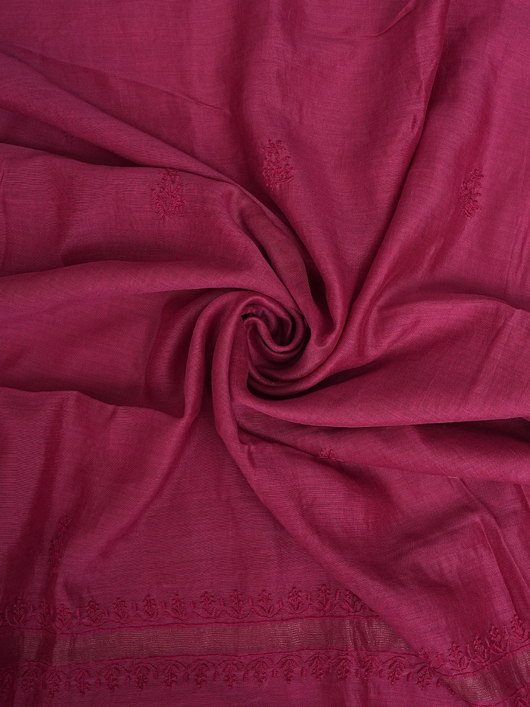 Ada Hand Embroidered Amaranth Purple Chanderi Lucknowi Chikankari Unstitched Kurta Dupatta Set 01A817036