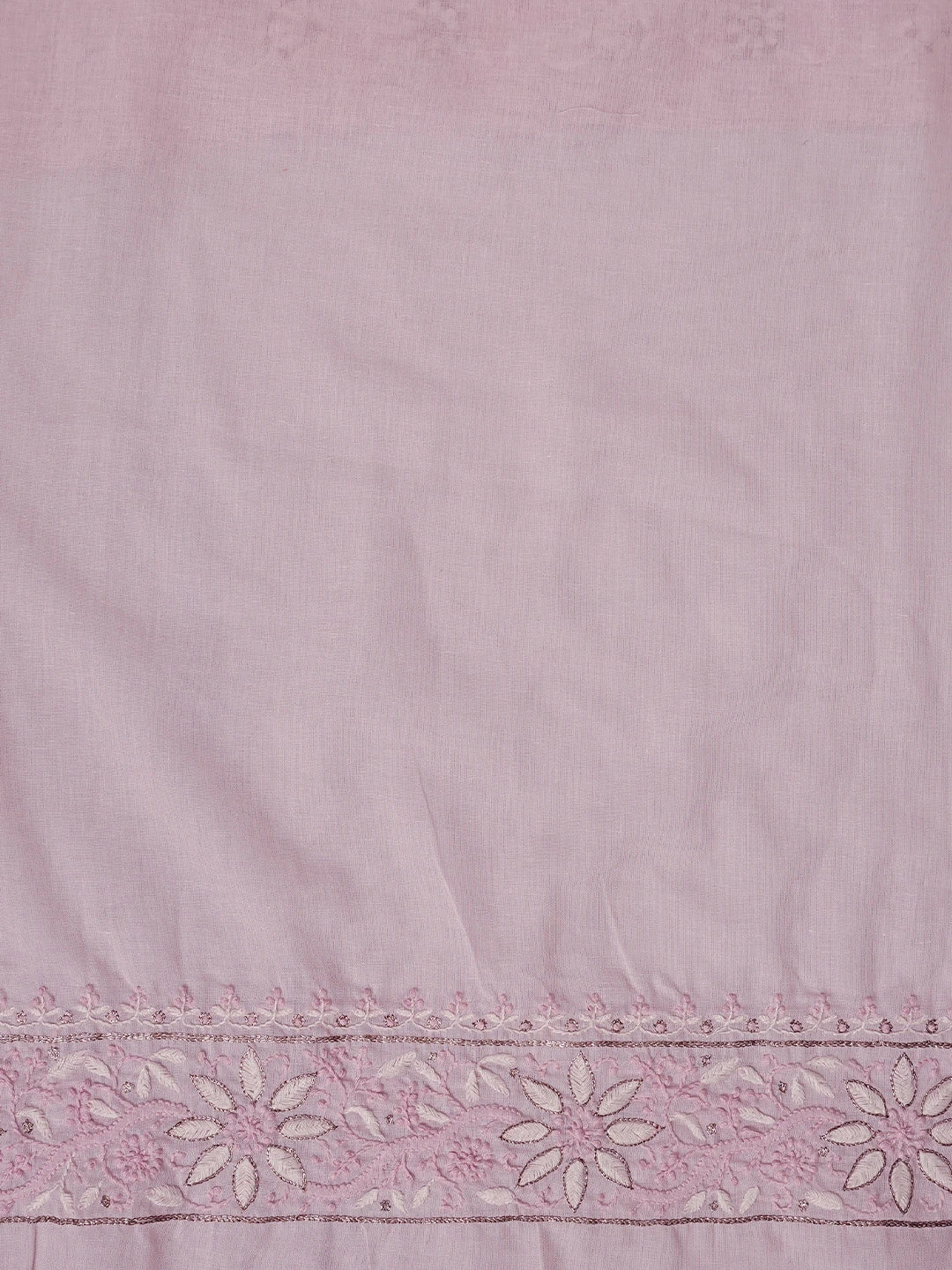 Ada Hand Embroidered Pink Cotton Lucknowi Chikankari Unstitched Kurta Piece With Zari Taar Work 01A372787