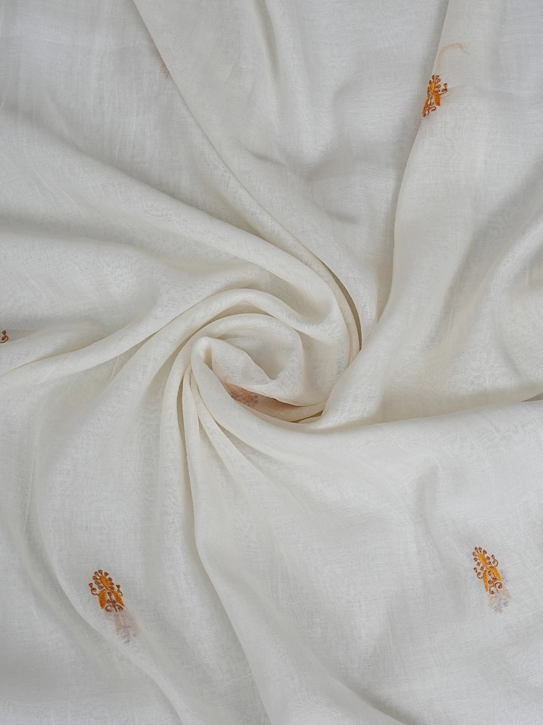 Ada Hand Embroidered White Chanderi Lucknowi Chikankari Unstitched Kurta Dupatta Set 01A841576