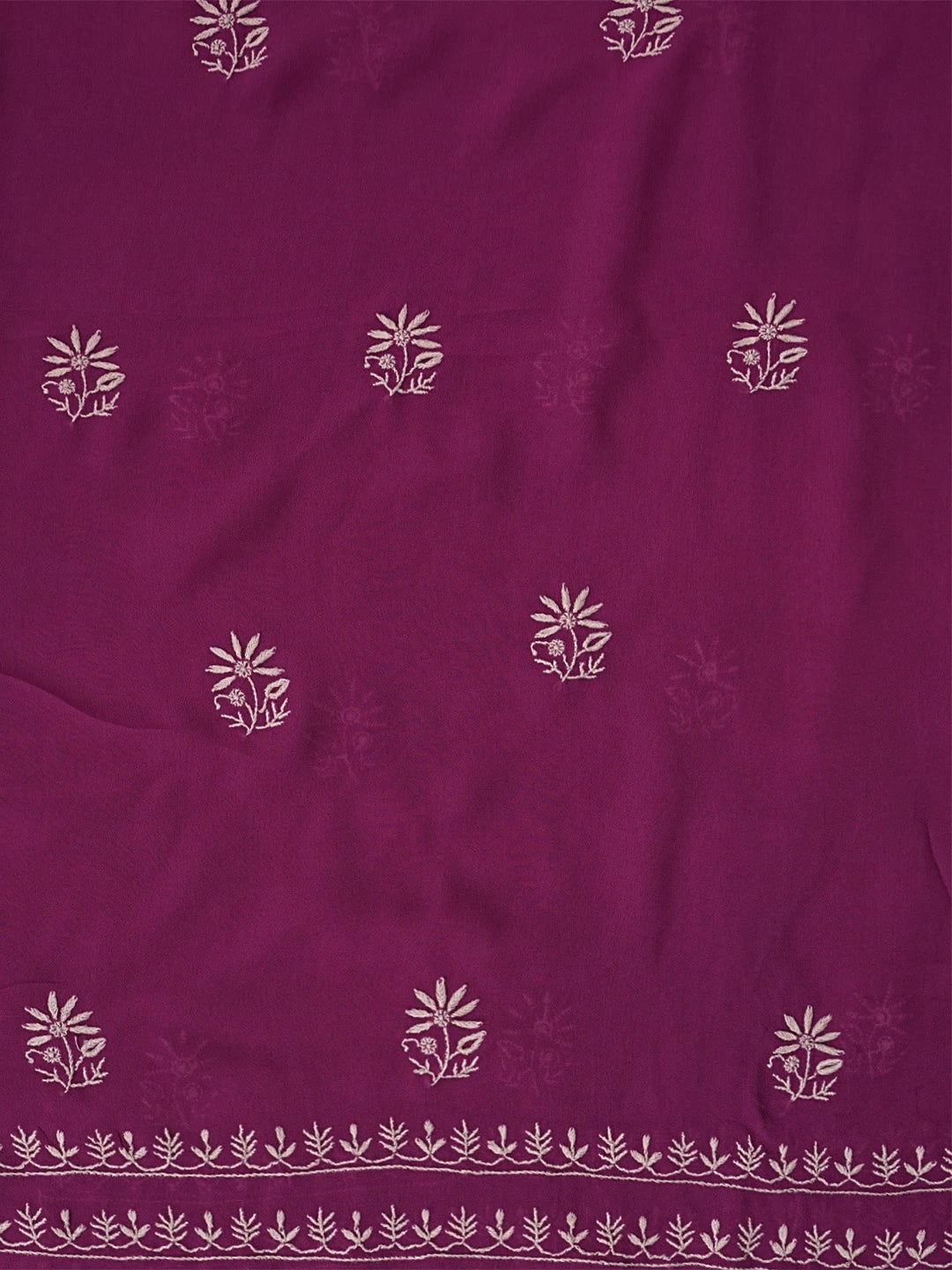 Ada Hand Embroidered Onion Pink Viscose Georgette Lucknowi Chikankari Unstitched Kurta Dupatta Set 01A856659