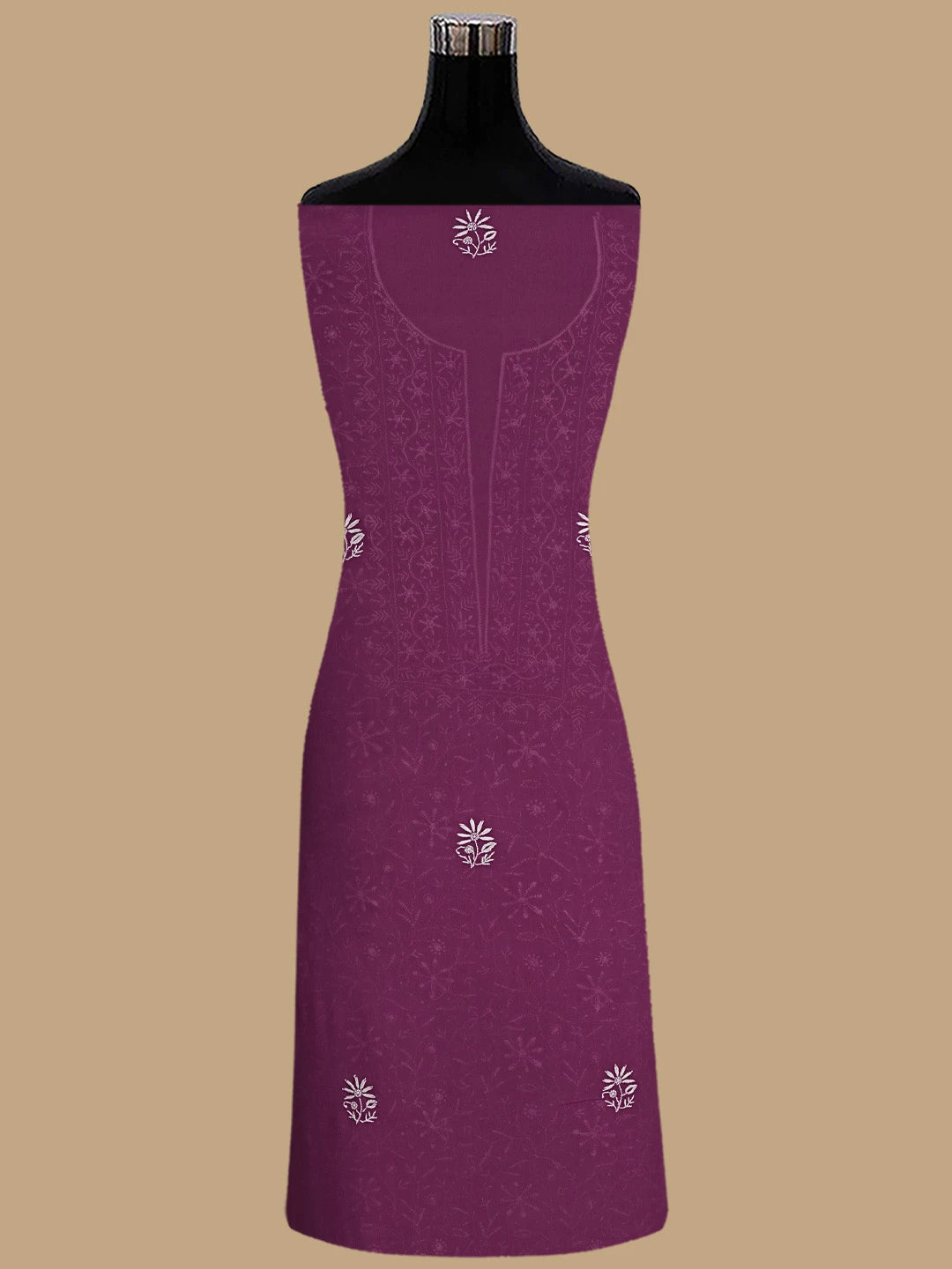 Ada Hand Embroidered Onion Pink Viscose Georgette Lucknowi Chikankari Unstitched Kurta Dupatta Set 01A856659