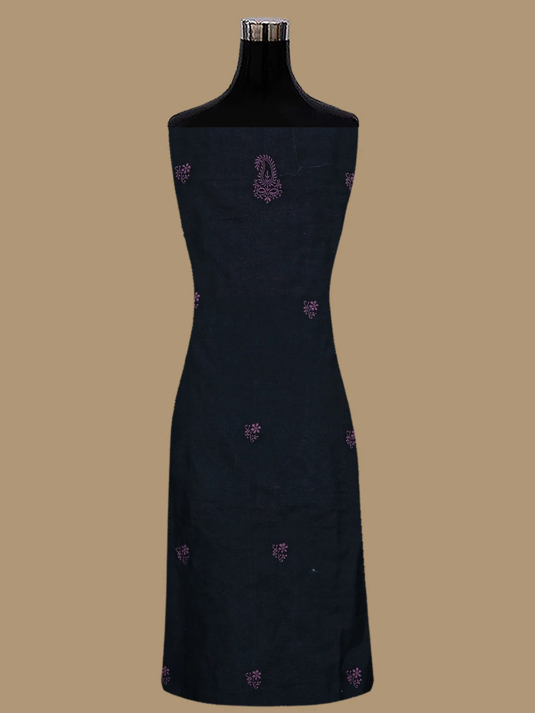 Ada Hand Embroidered Black Chanderi Lucknowi Chikankari Unstitched Kurta Dupatta Set 01A707346