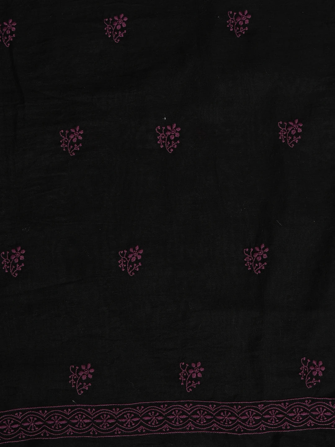 Ada Hand Embroidered Black Chanderi Lucknowi Chikankari Unstitched Kurta Dupatta Set 01A707346