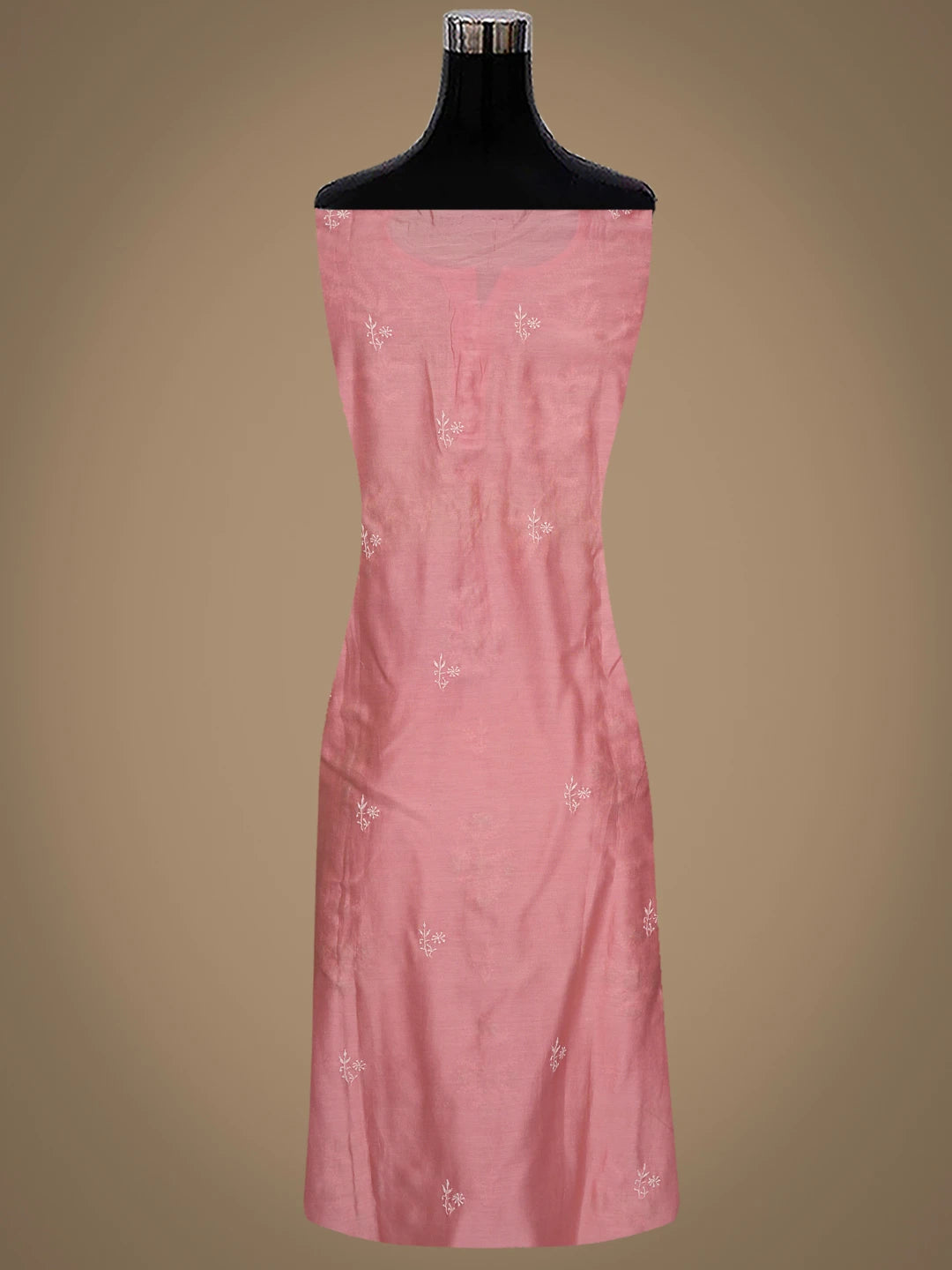 Ada Hand Embroidered Pink Chanderi Lucknowi Chikankari Semi-Stitched Suit Piece With Zari Taar Work 01A705009