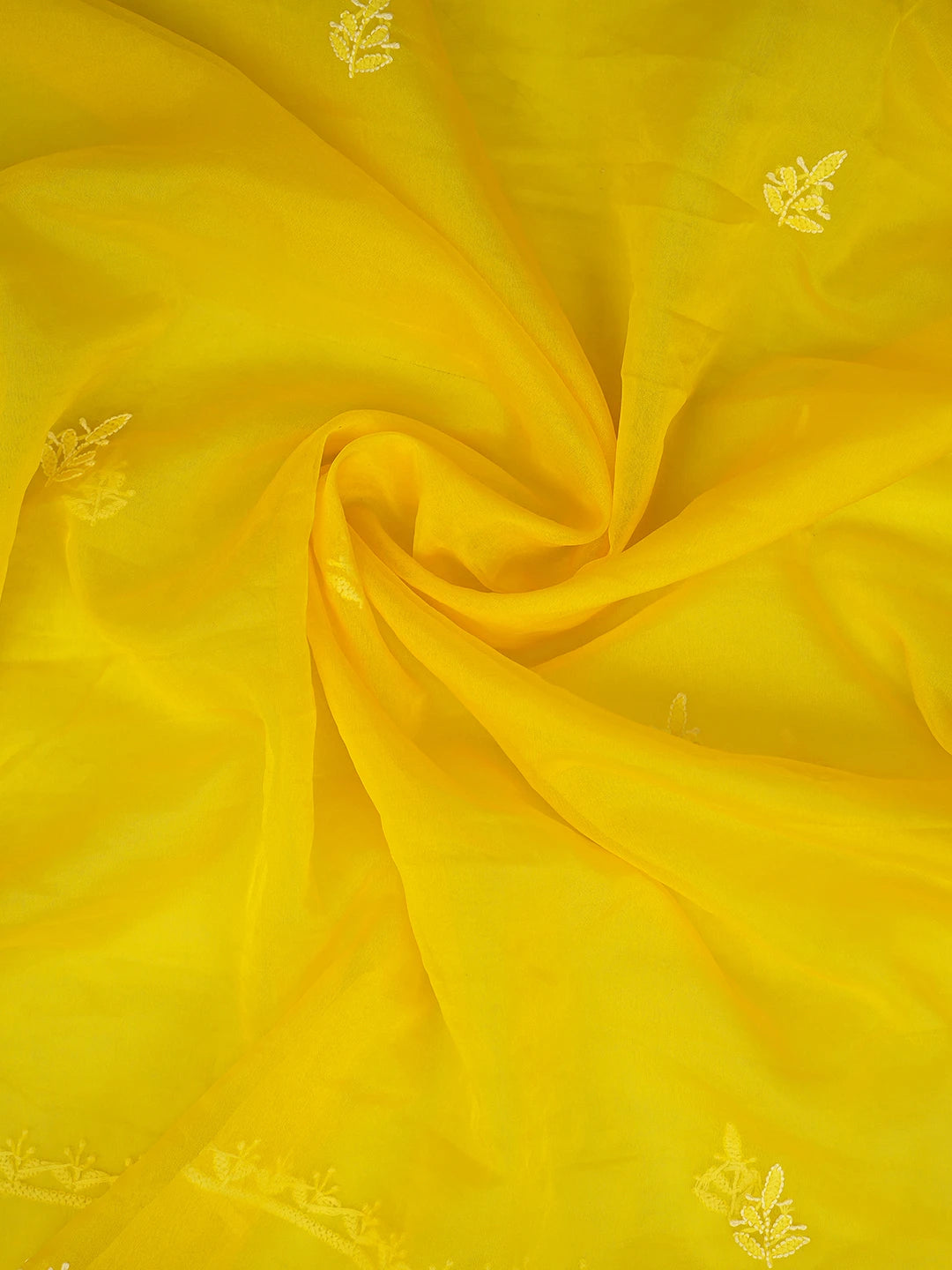Ada Hand Embroidered Yellow Organza Lucknowi Chikankari Unstitched Kurta Dupatta Set 01A810574
