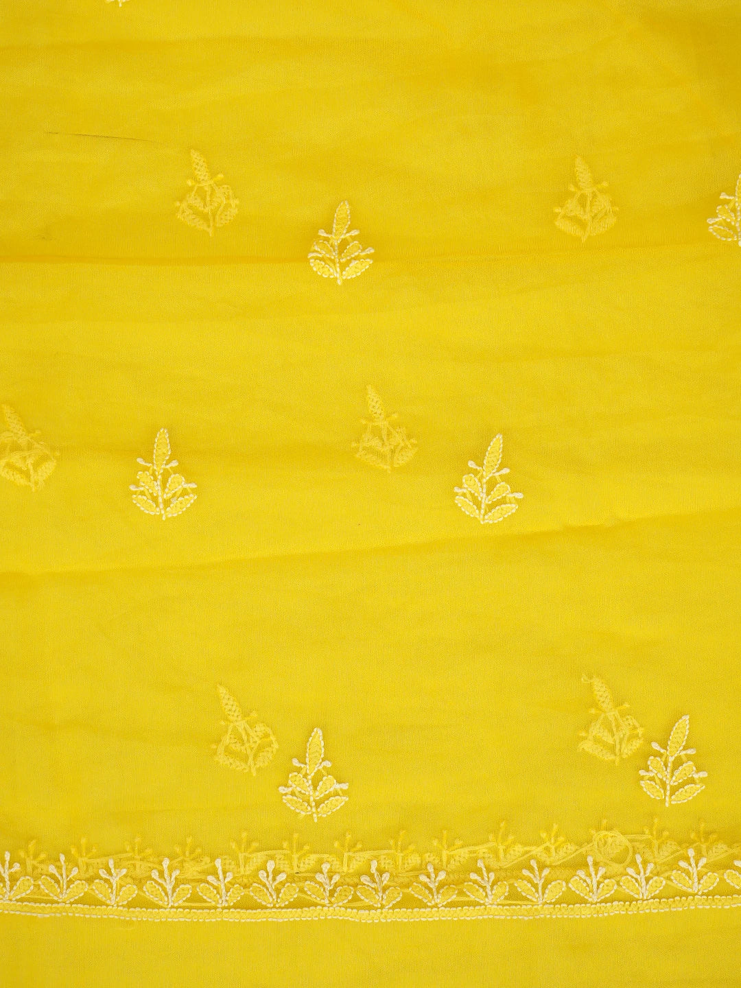 Ada Hand Embroidered Yellow Organza Lucknowi Chikankari Unstitched Kurta Dupatta Set 01A810574