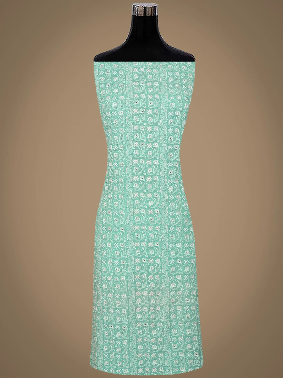 Ada Hand Embroidered Sea Green Pure Georgette Lucknowi Chikankari Unstitched Kurta Dupatta Set With Cutdana Work A466260