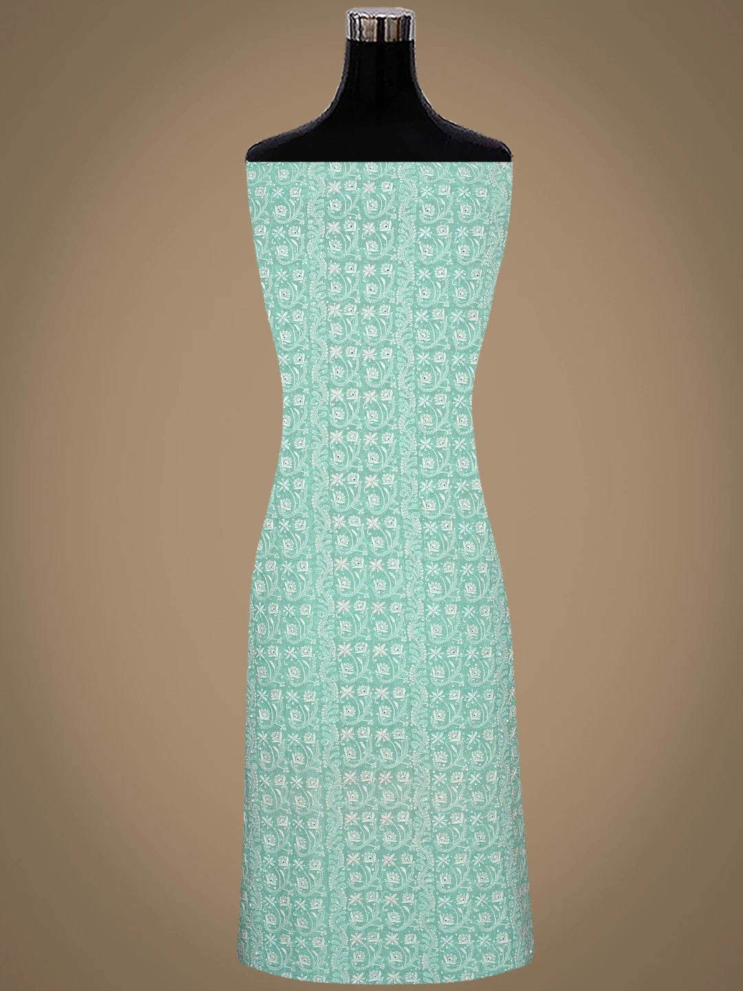 Ada Hand Embroidered Sea Green Pure Georgette Lucknowi Chikankari Unstitched Kurta Dupatta Set With Cutdana Work A466260