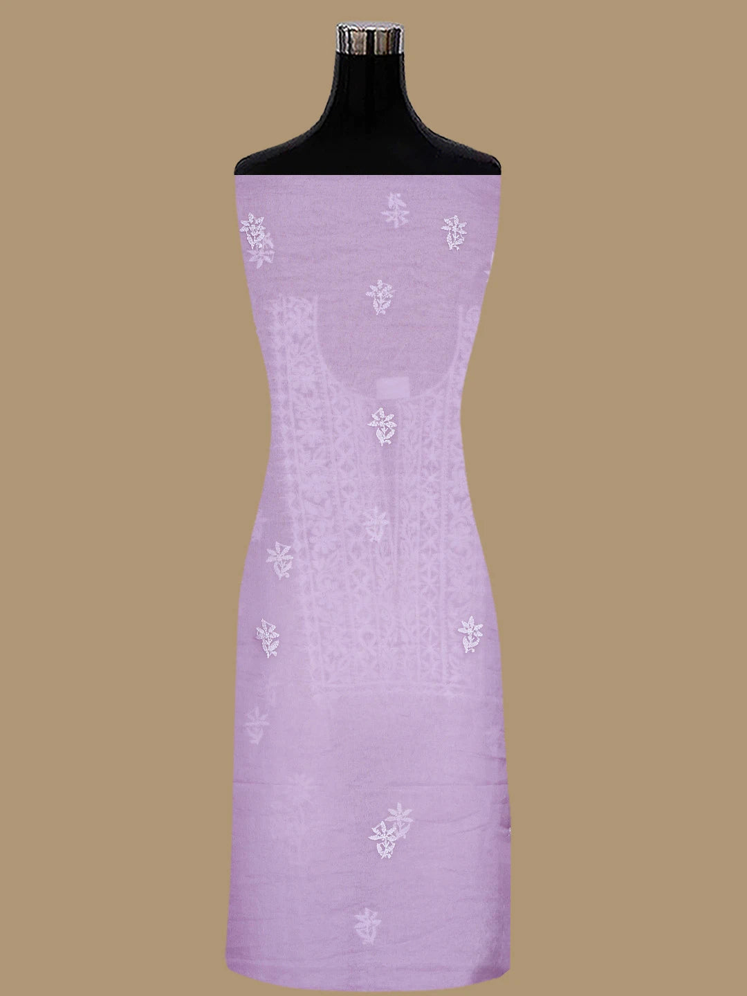 Ada Hand Embroidered Light Mauve Organza Lucknowi Chikankari Unstitched Kurta Dupatta Set 01A810588