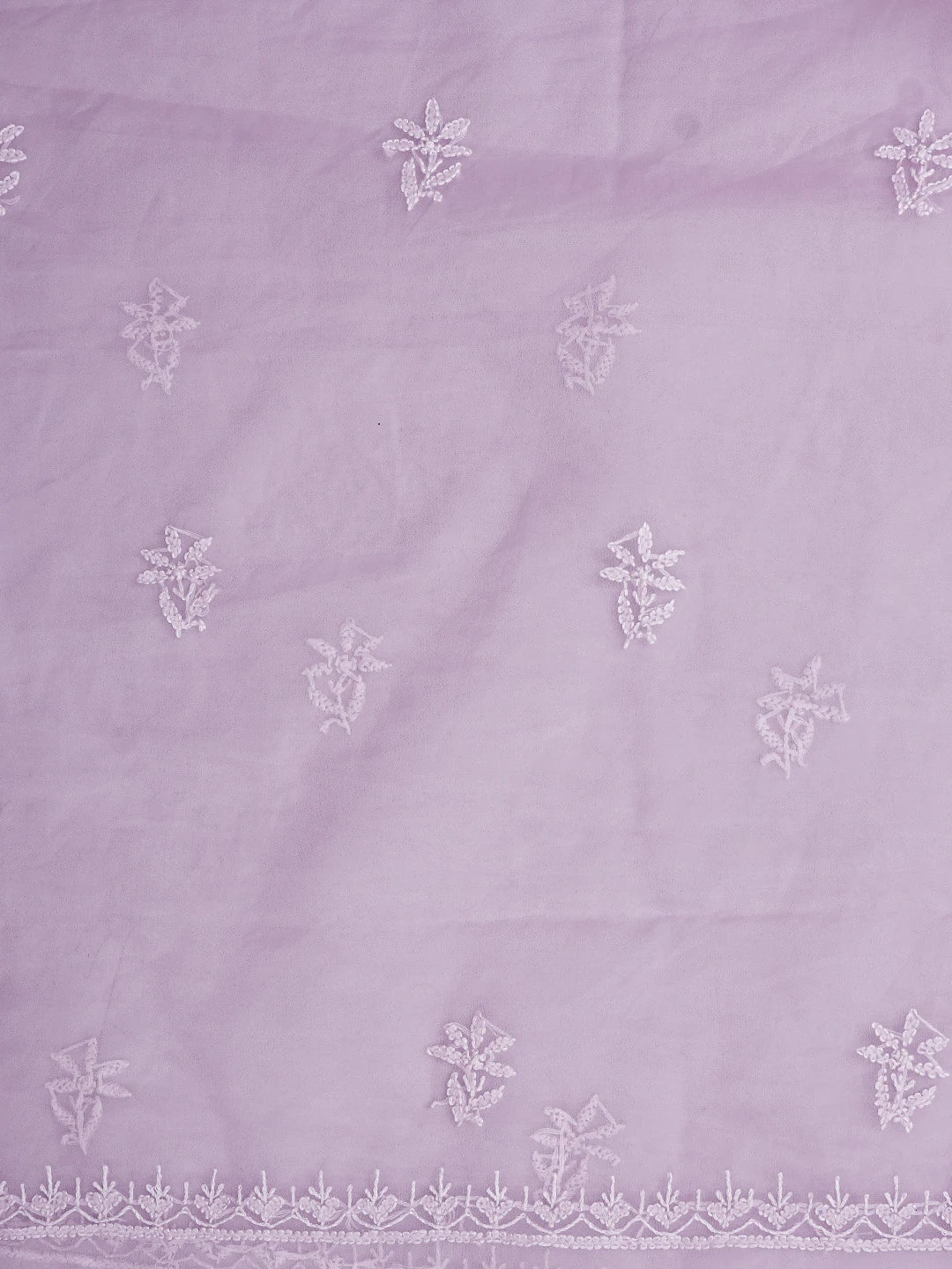 Ada Hand Embroidered Light Mauve Organza Lucknowi Chikankari Unstitched Kurta Dupatta Set 01A810588