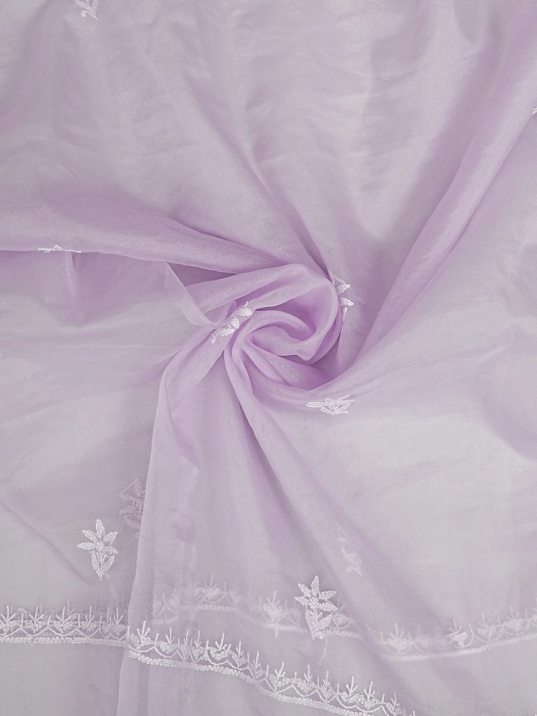 Ada Hand Embroidered Light Mauve Organza Lucknowi Chikankari Unstitched Kurta Dupatta Set 01A810588