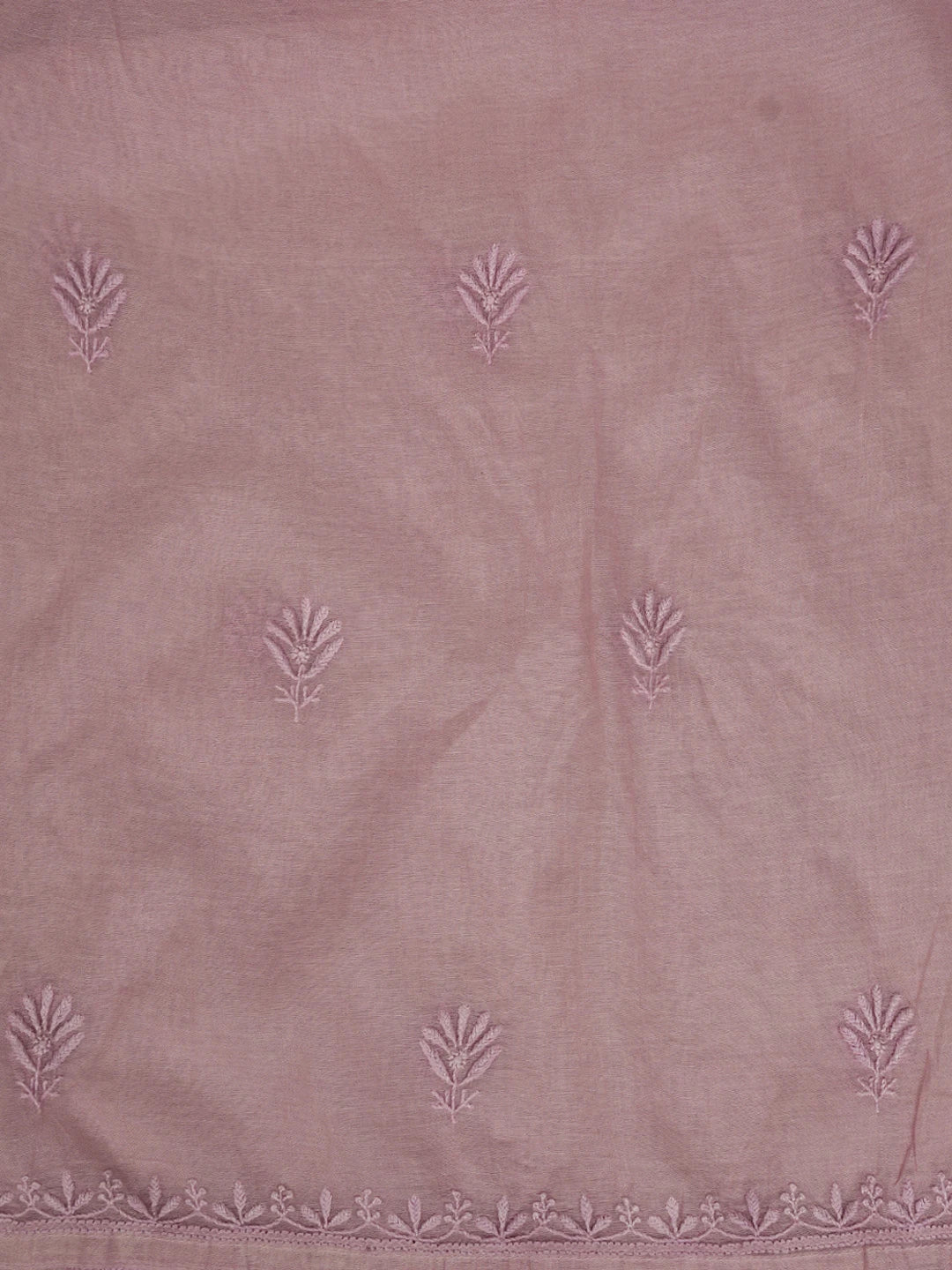 Ada Hand Embroidered Pink Chanderi Lucknowi Chikankari Semi-Stitched Kurta Dupatta Set 01A789147
