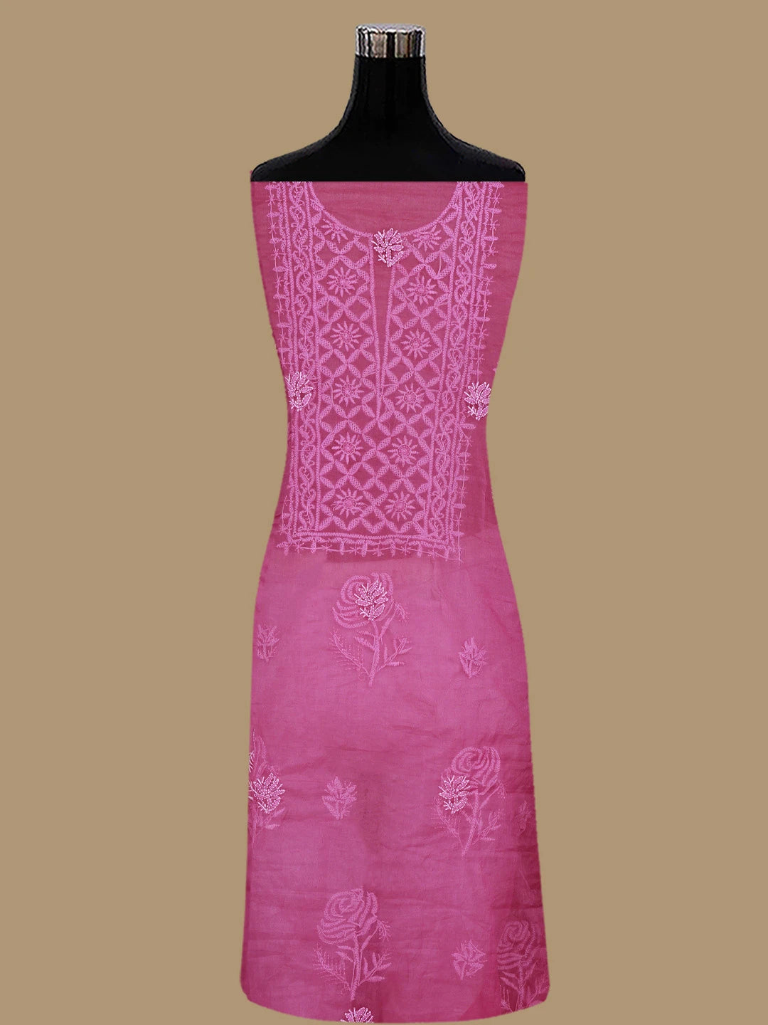 Ada Hand Embroidered Magenta Organza Lucknowi Chikankari Unstitched Kurta Dupatta Set 01A810586