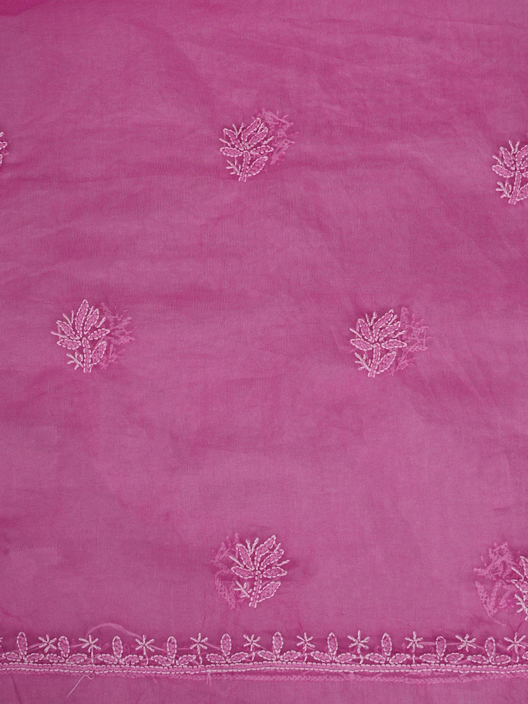 Ada Hand Embroidered Magenta Organza Lucknowi Chikankari Unstitched Kurta Dupatta Set 01A810586