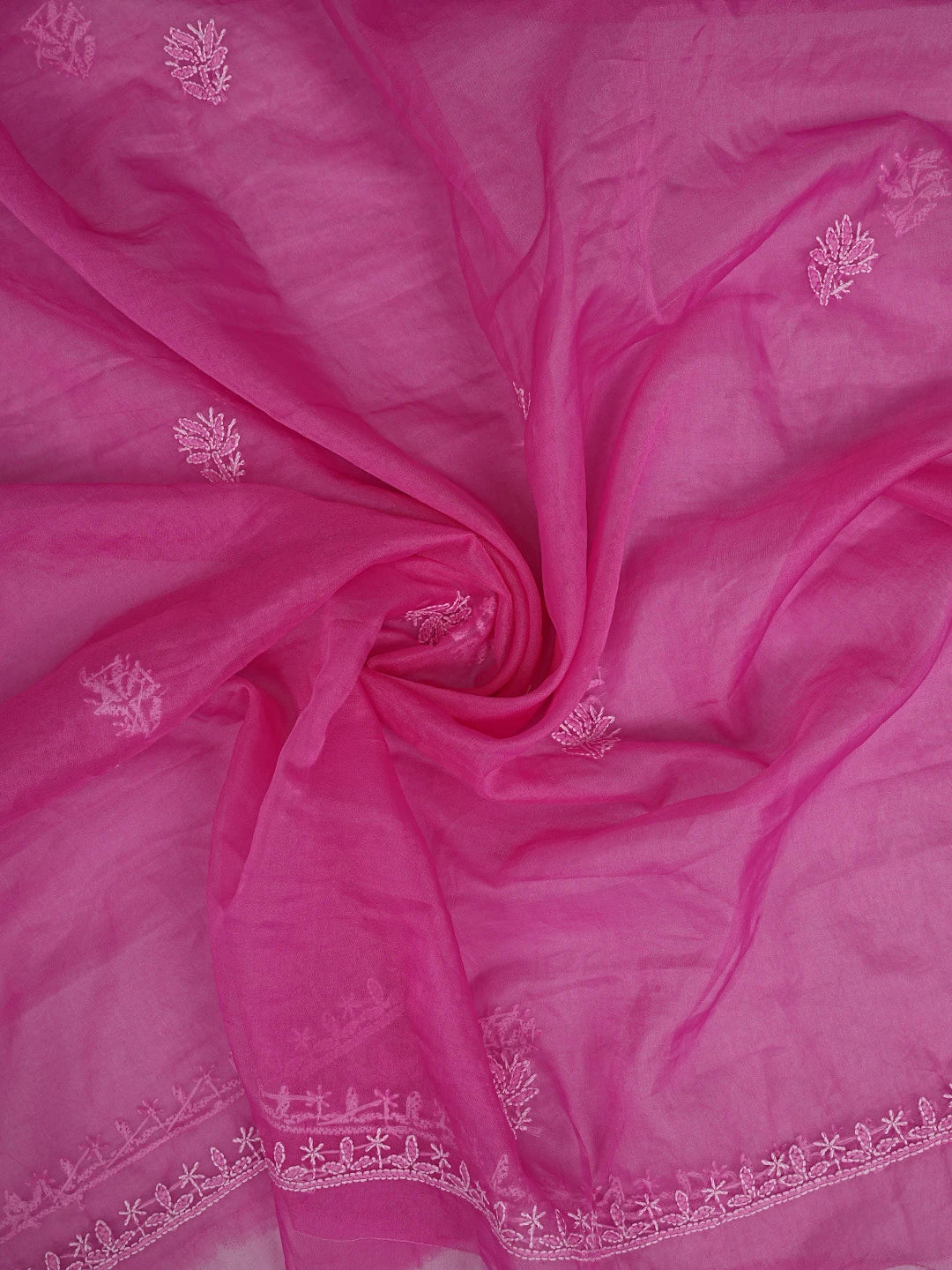 Ada Hand Embroidered Magenta Organza Lucknowi Chikankari Unstitched Kurta Dupatta Set 01A810586