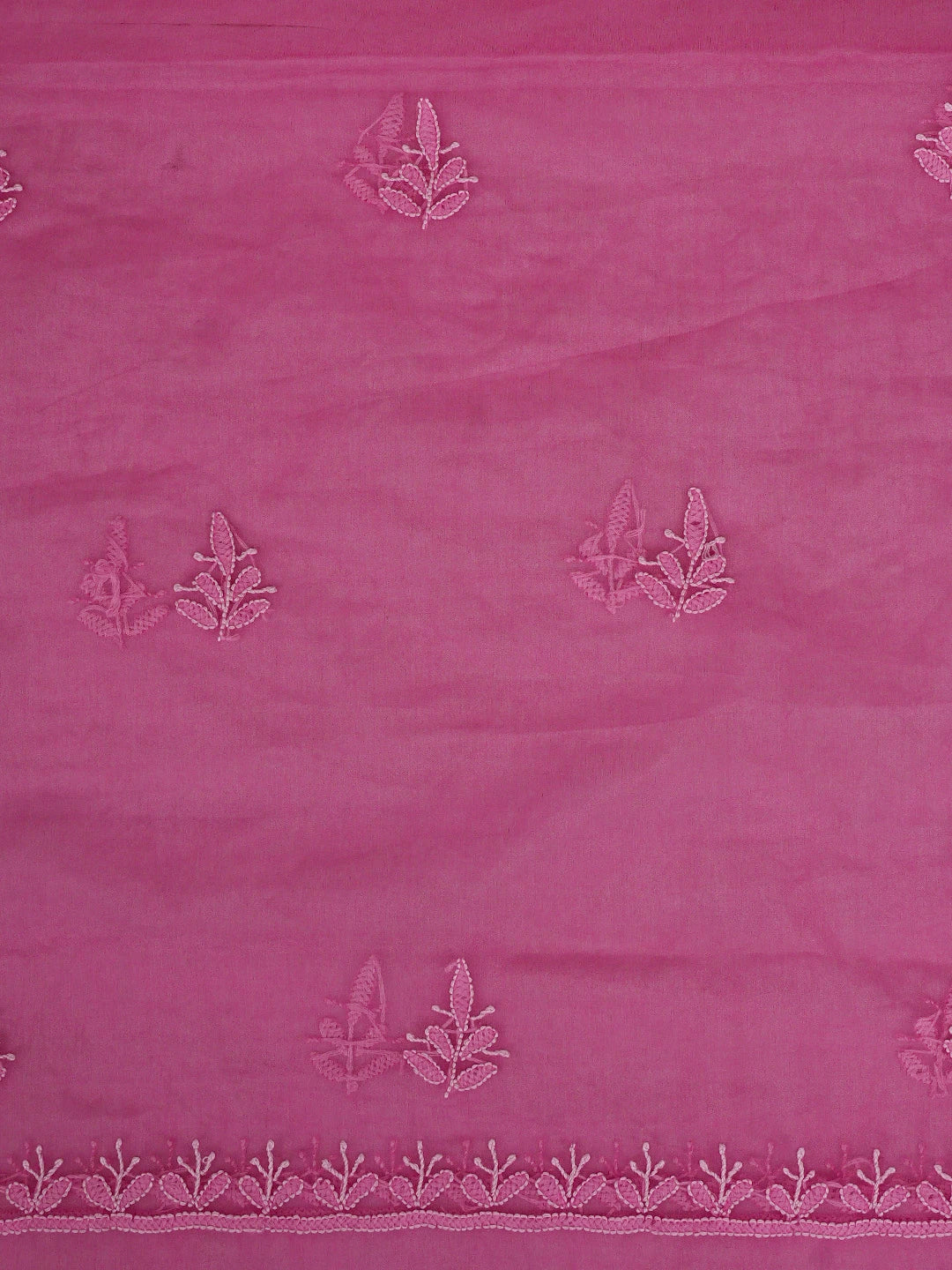 Ada Hand Embroidered Persian Pink Organza Lucknowi Chikankari Unstitched Kurta Dupatta Set 01A810580