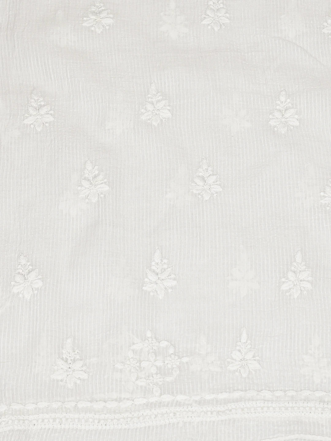 Ada Hand Embroidered White Chanderi Lucknowi Chikankari Unstitched Kurta Dupatta Set 01A726712