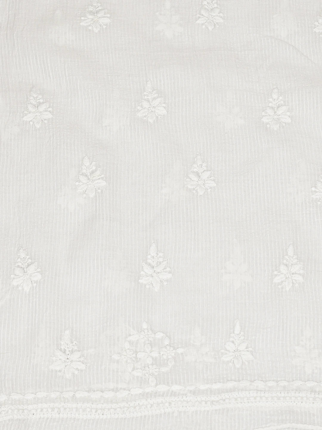 Ada Hand Embroidered White Chanderi Lucknowi Chikankari Unstitched Kurta Dupatta Set 01A726712