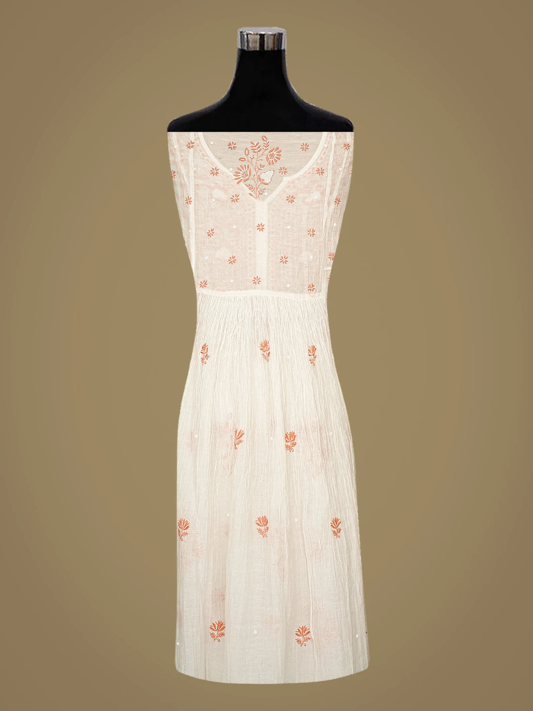 Ada Hand Embroidered White Chanderi Lucknowi Chikankari Semi-Stitched Kurta Dupatta Set With Cutdana Work 01A605191