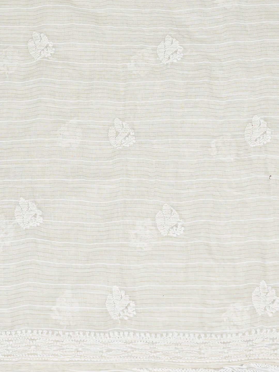 Ada Hand Embroidered White Kota Lucknowi Chikankari Unstitched Kurta Dupatta Set 01A850104