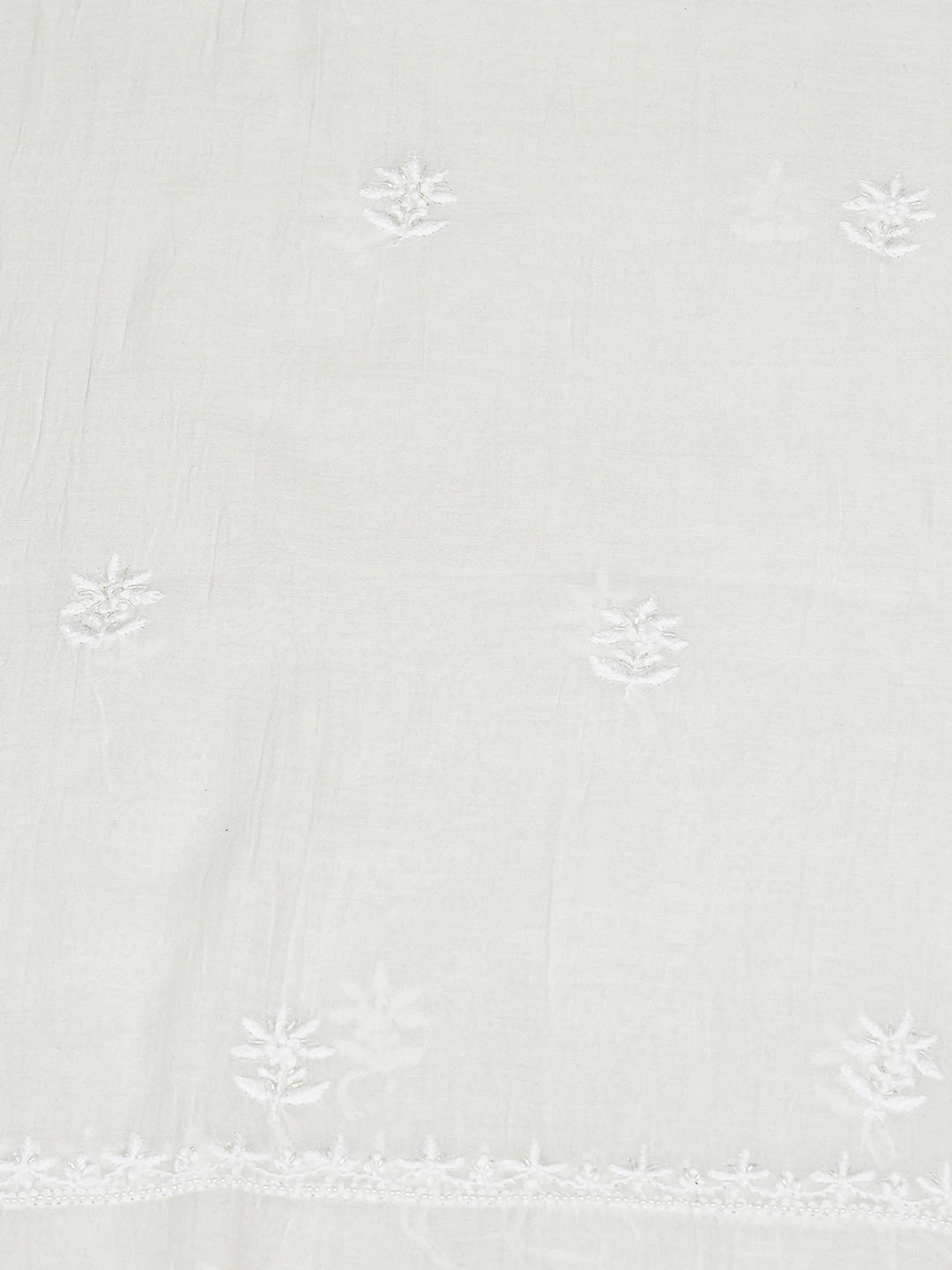 Ada Hand Embroidered White Chanderi Lucknowi Chikankari Unstitched Kurta Dupatta Set With Cutdana Work 01A858790