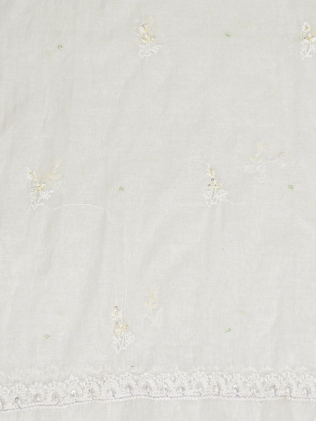 Ada Hand Embroidered White Chanderi Lucknowi Chikankari Unstitched Kurta Dupatta Set With Cutdana Work 01A622292