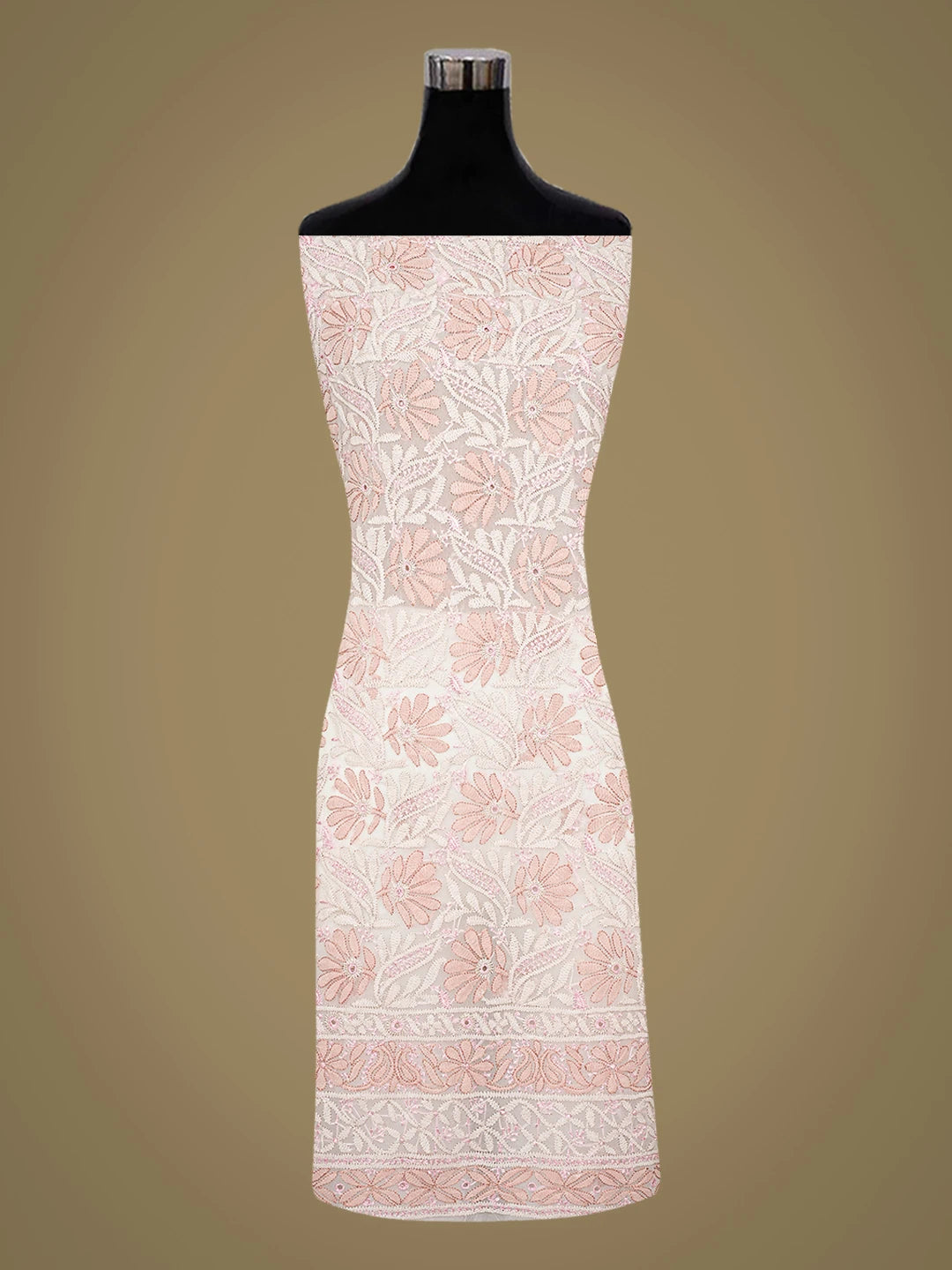 Ada Hand Embroidered White Georgette Lucknowi Chikankari Unstitched Suit Piece 01A857257