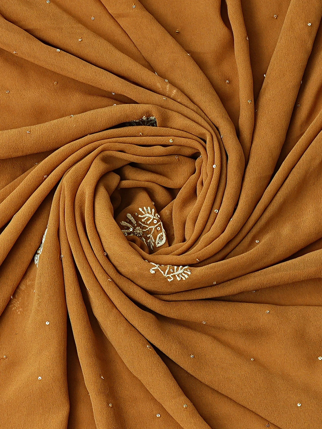 Ada Hand Embroidered Brown Pure Georgette Lucknowi Chikankari Unstitched Kurta Dupatta Set With Sequinned Work 01A653974