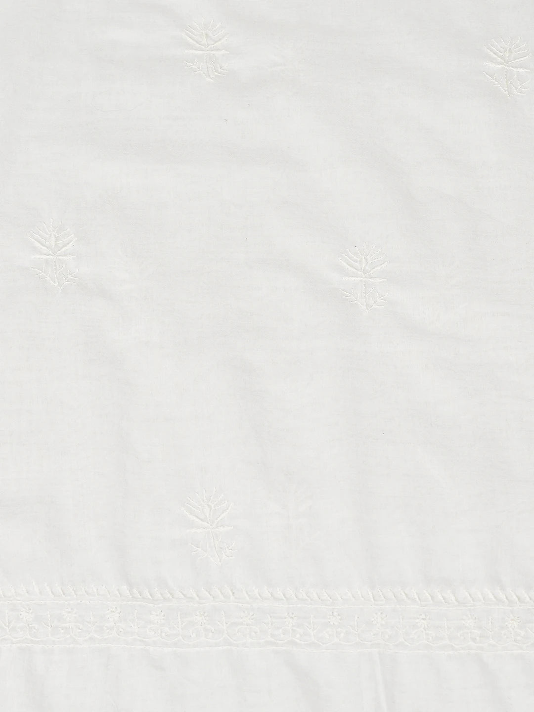 Ada Hand Embroidered White Cotton Lucknowi Chikankari Unstitched Suit Piece 01A353267