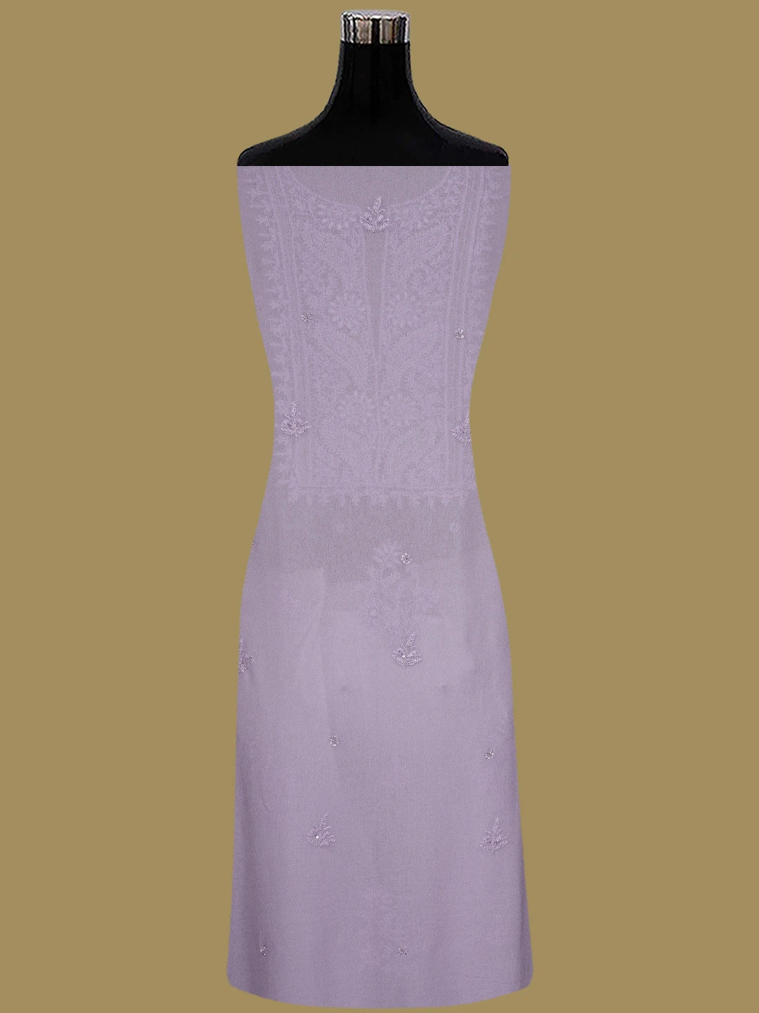 Ada Hand Embroidered Lavender Viscose Georgette Lucknowi Chikankari Unstitched Kurta Dupatta Set With Cutdana Work 01A771727