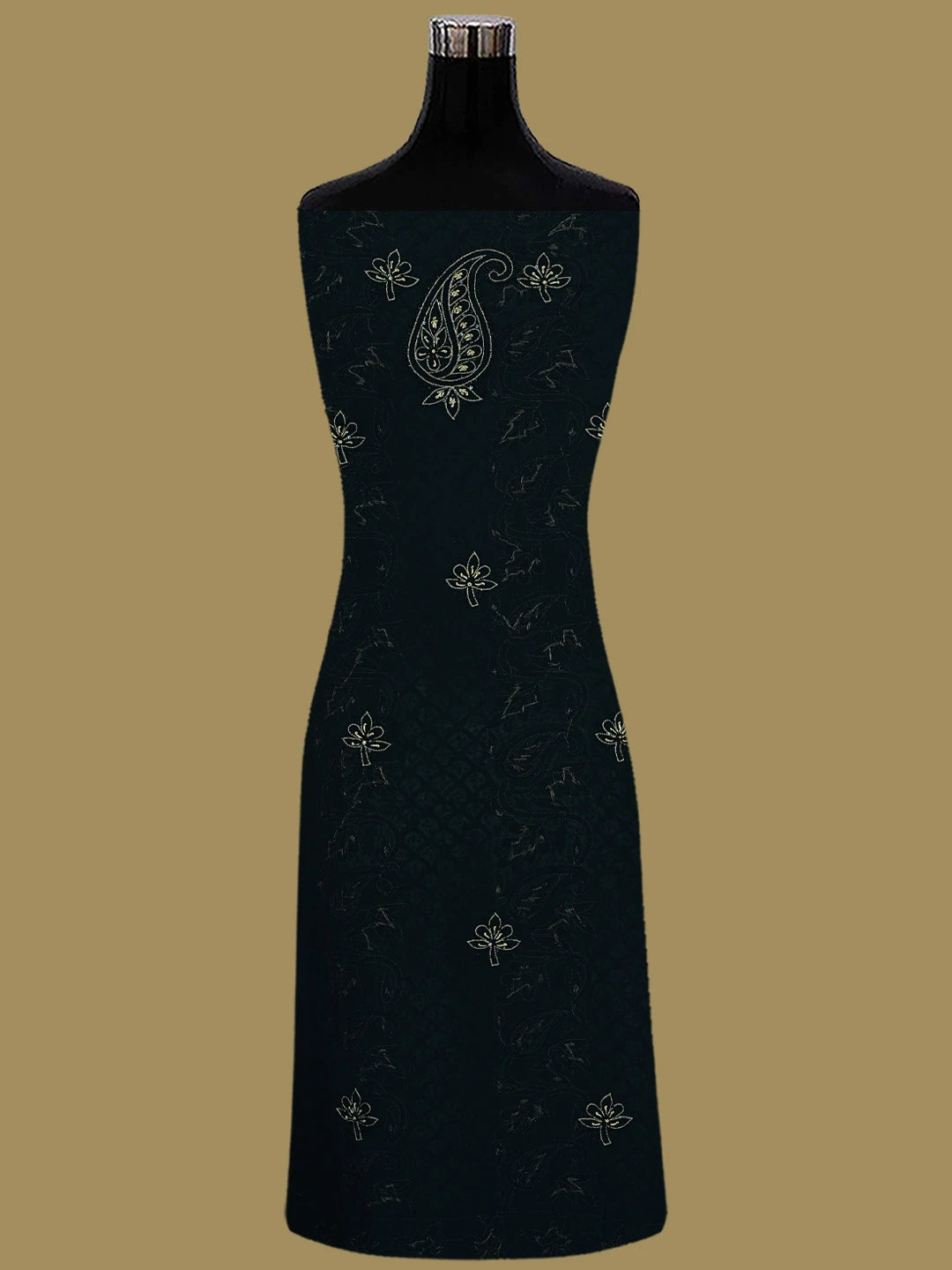 Ada Hand Embroidered Black Pure Georgette Lucknowi Chikankari Unstitched Kurta Dupatta Set With Cutdana Work 01A683266