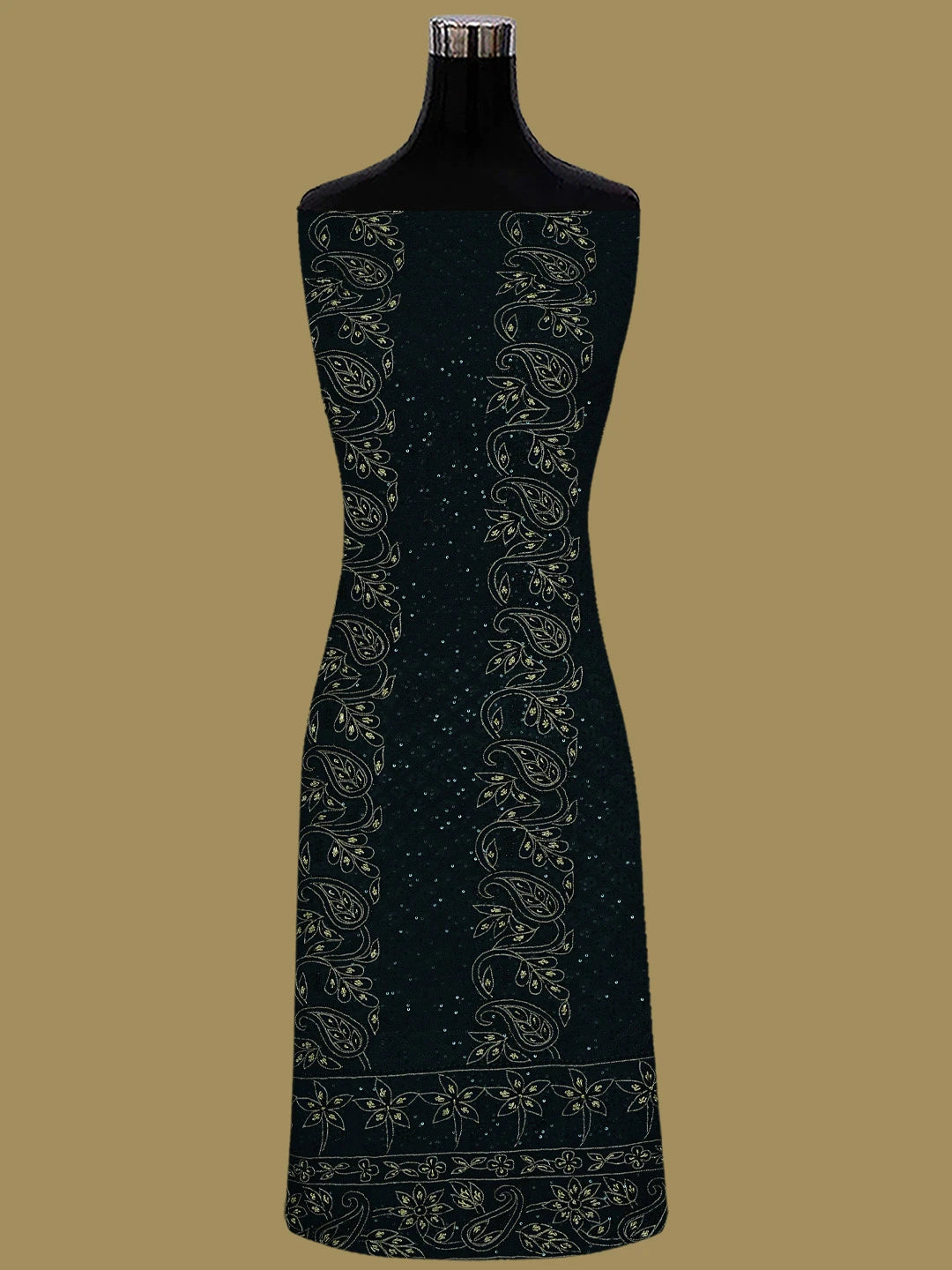 Ada Hand Embroidered Black Pure Georgette Lucknowi Chikankari Unstitched Kurta Dupatta Set With Cutdana Work 01A683266