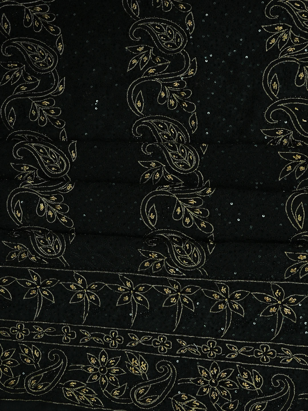 Ada Hand Embroidered Black Pure Georgette Lucknowi Chikankari Unstitched Kurta Dupatta Set With Cutdana Work 01A683266
